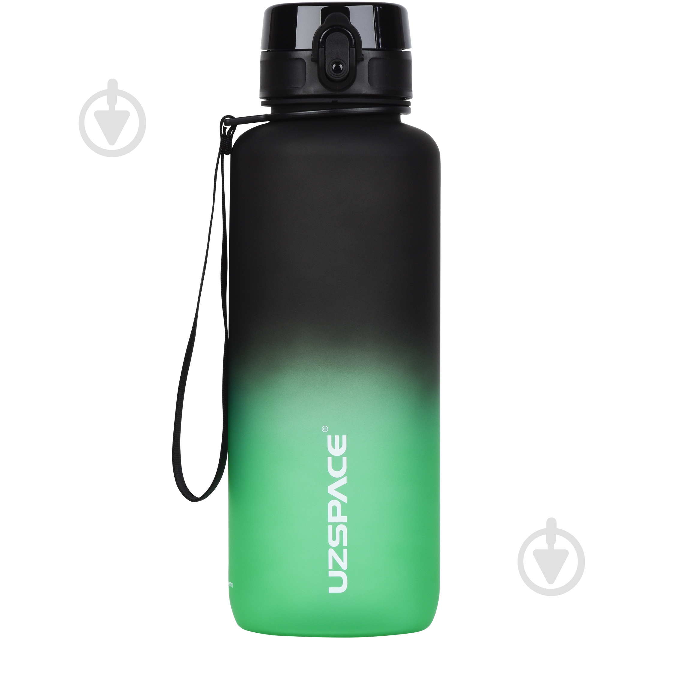Пляшка для води Uzspace Frosted 3056 1500 мл чорно-зелена - фото 1