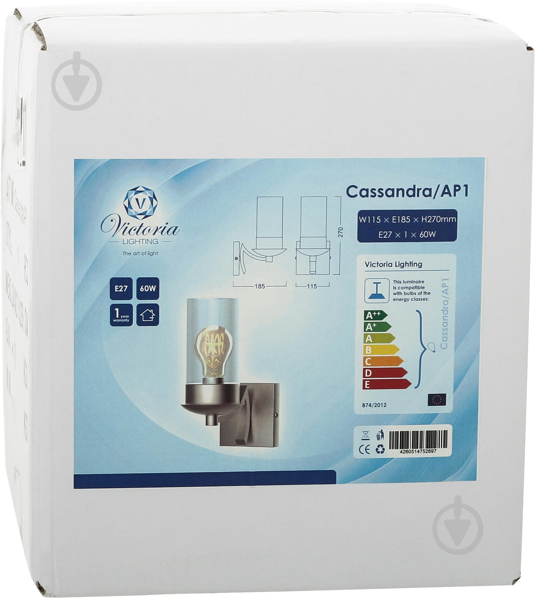 Бра Victoria Lighting 1x60 Вт E27 сатин Cassandra/AP1 - фото 2 Бра Victoria Lighting 1x60 Вт E27 сатин Cassandra/AP1 - фото 2