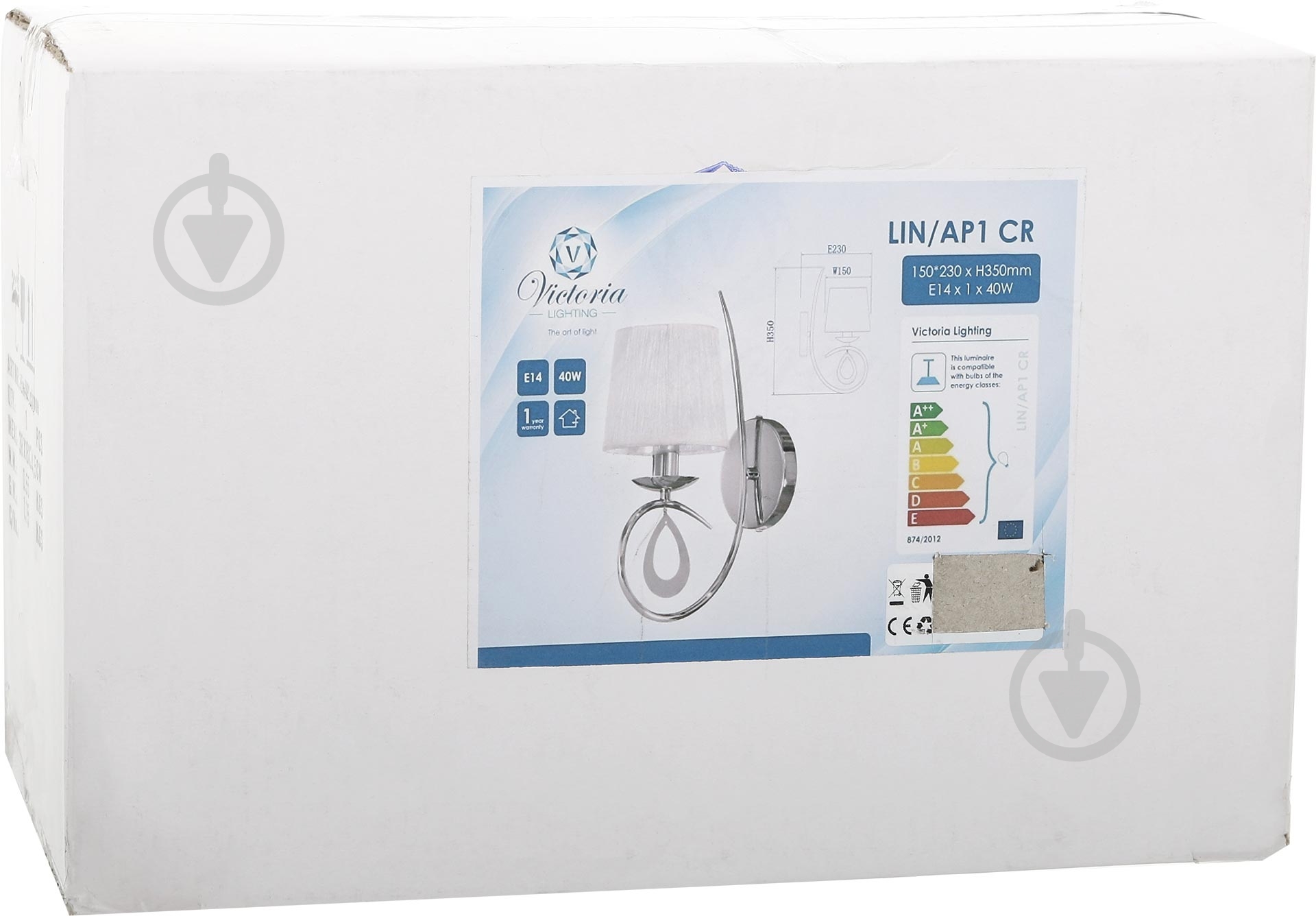 Бра Victoria Lighting 1x40 Вт E14 хром Lin/AP1 - фото 3
