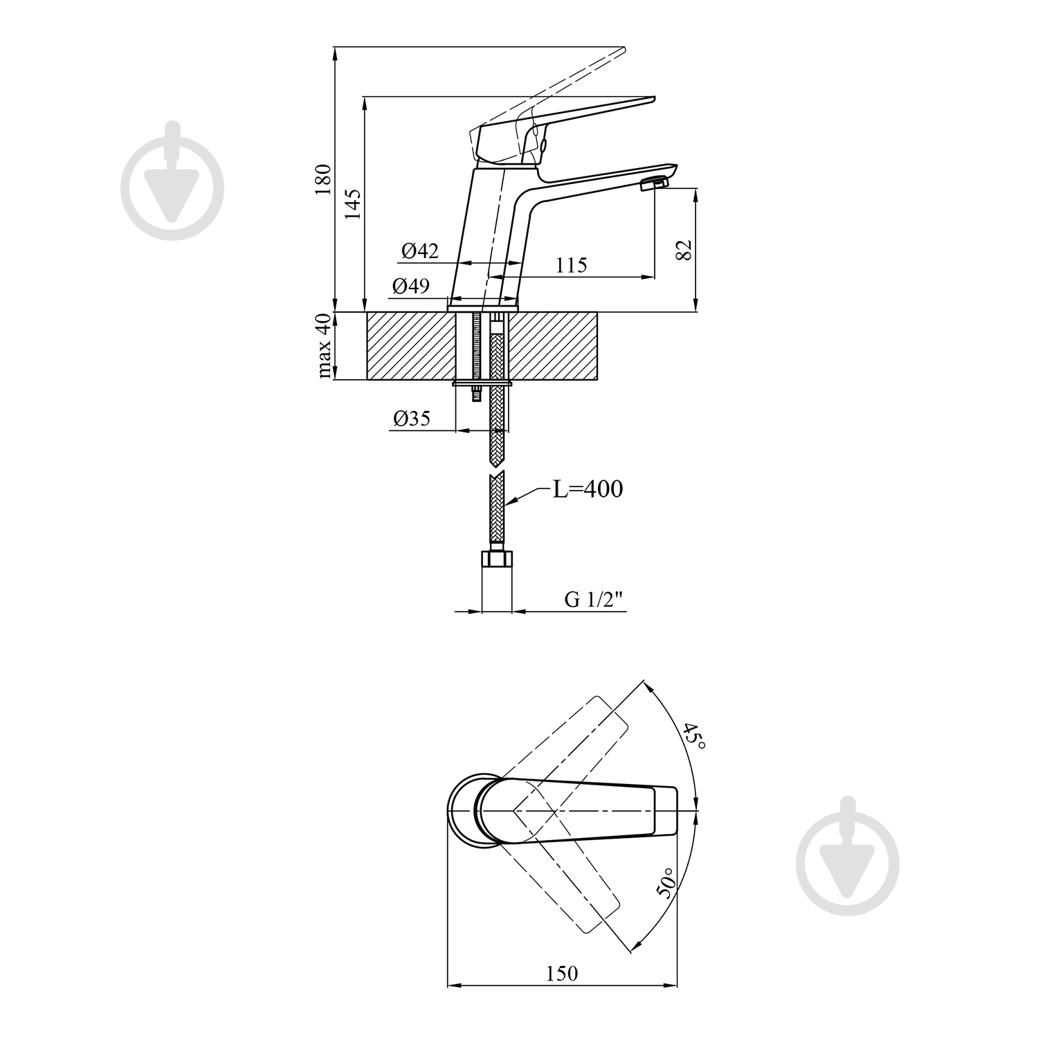 Смеситель для умывальника Kroner KRP Dorn - C010 - фото 2 Смеситель для умывальника Kroner KRP Dorn - C010 - фото 2