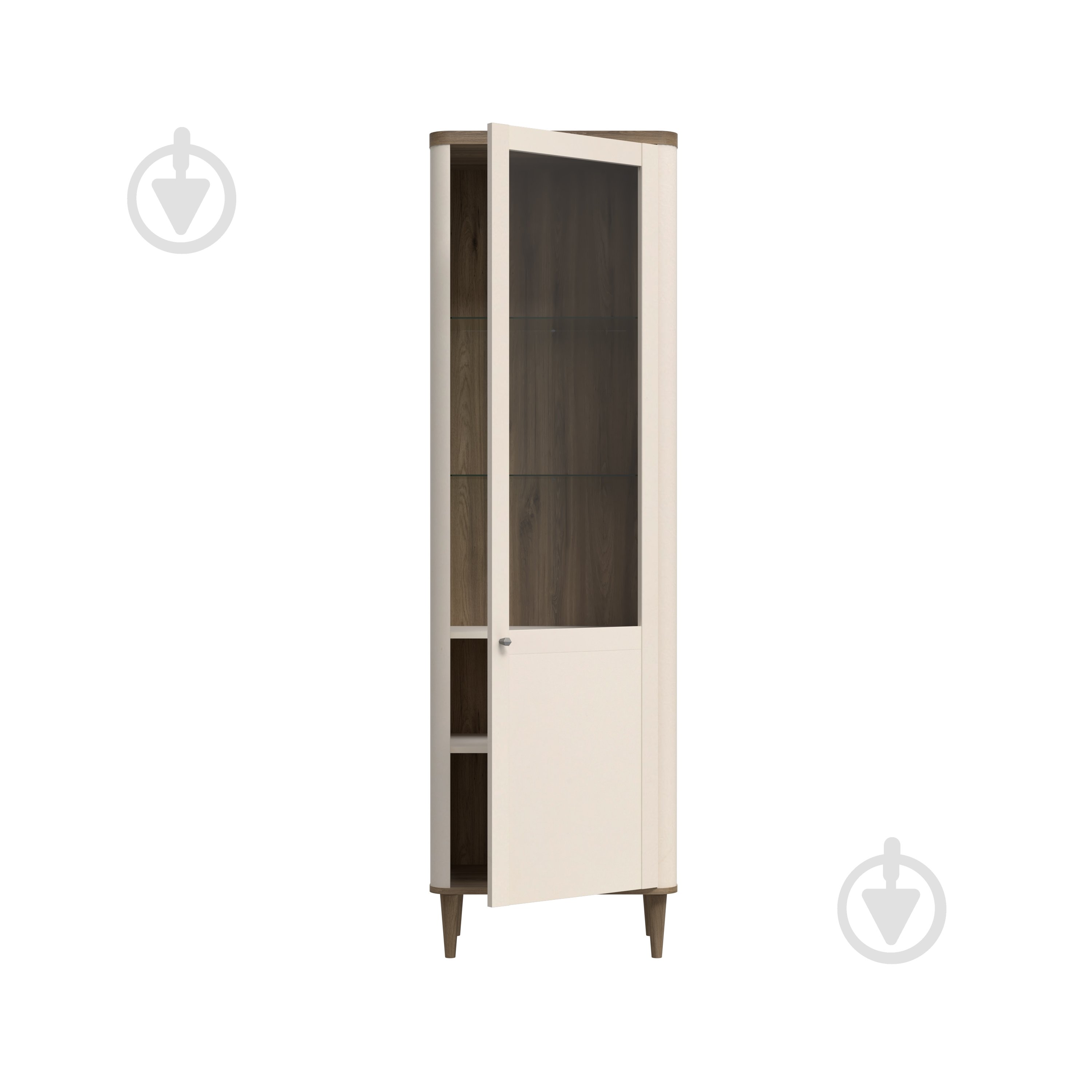 Шафа-вітрина Forte Meble 1d LACETTI 2005х604х412 мм дуб валенсія / бежевий - фото 4 Шафа-вітрина Forte Meble 1d LACETTI 2005х604х412 мм дуб валенсія / бежевий - фото 4