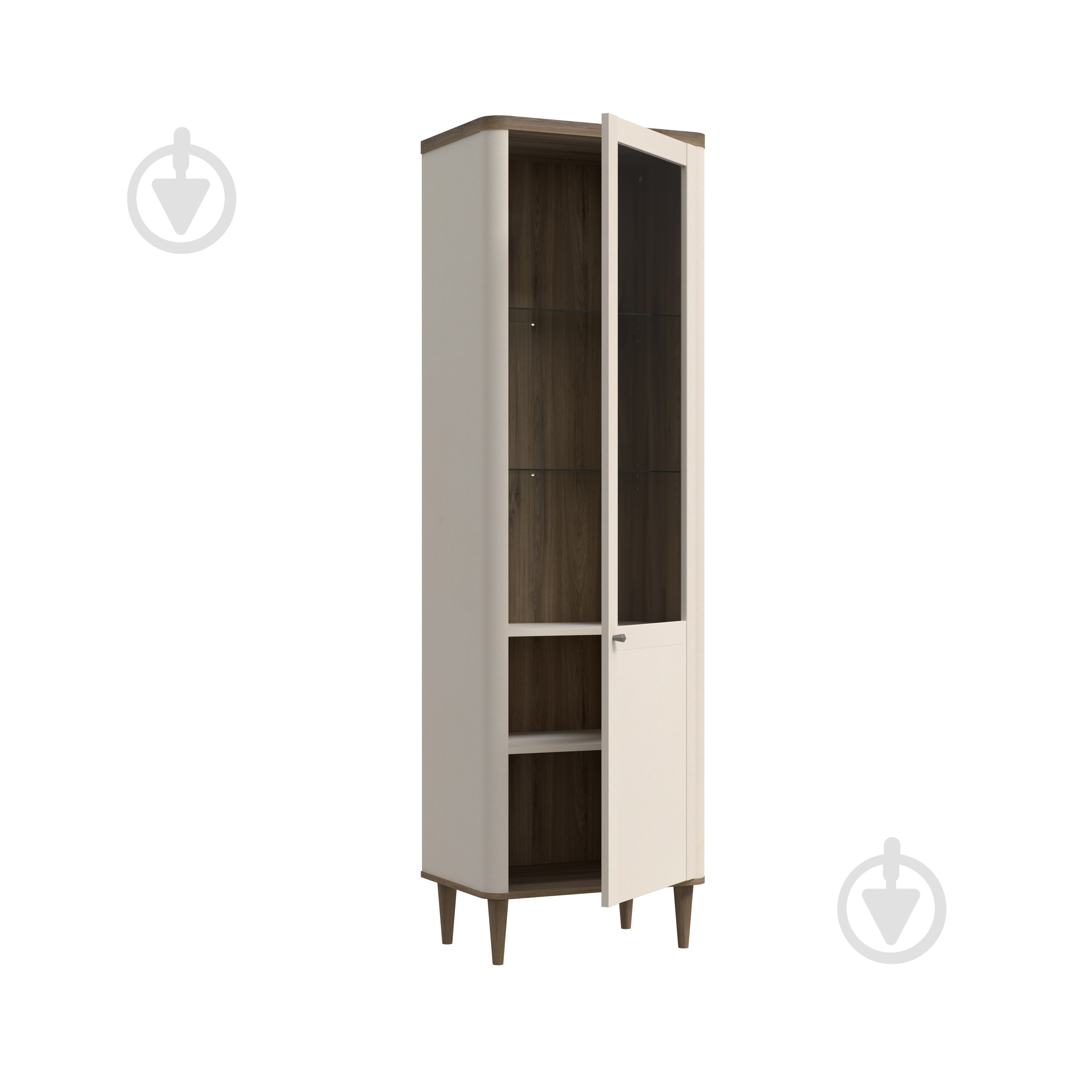 Шафа-вітрина Forte Meble 1d LACETTI 2005х604х412 мм дуб валенсія / бежевий - фото 3 Шафа-вітрина Forte Meble 1d LACETTI 2005х604х412 мм дуб валенсія / бежевий - фото 3