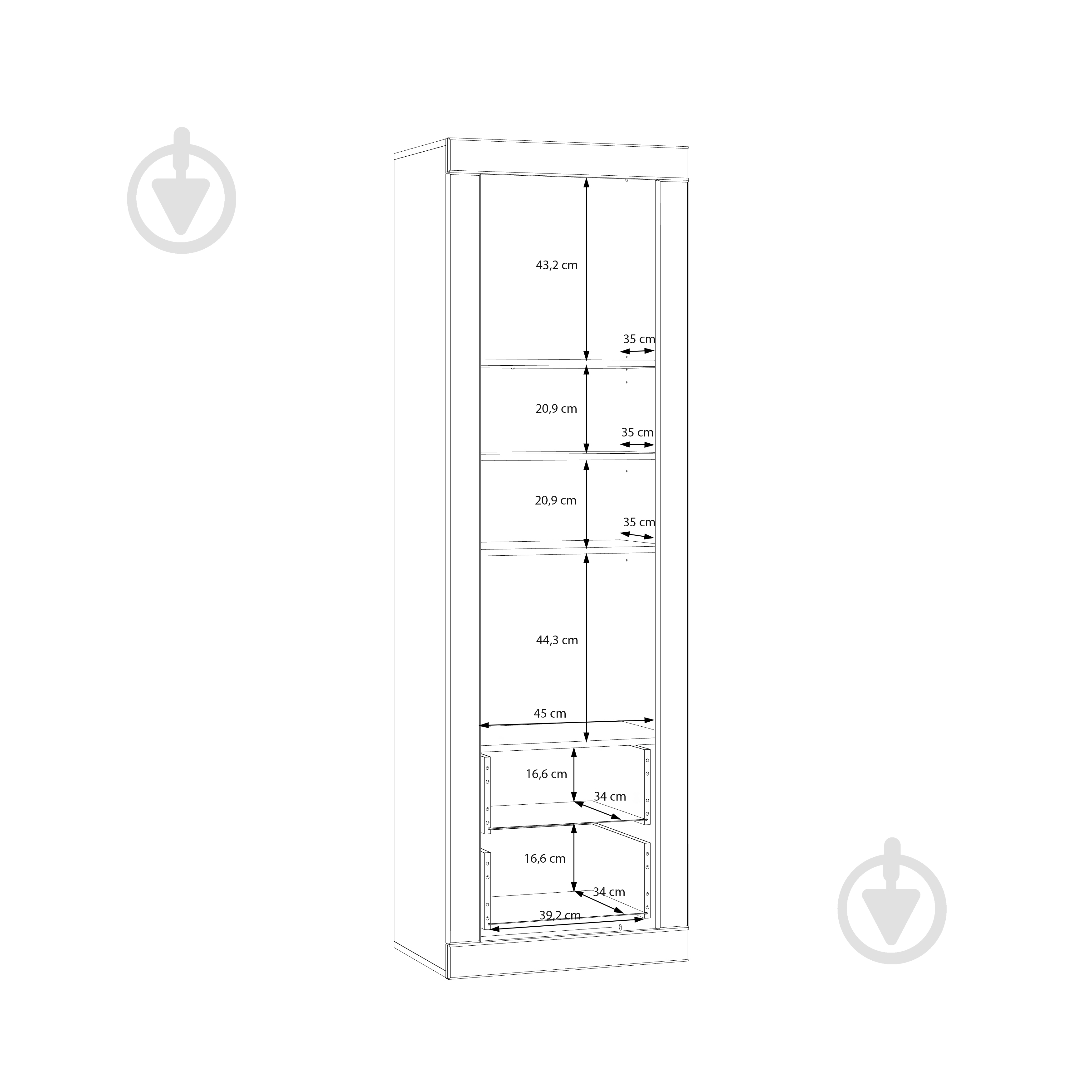 Шафа-вітрина Forte Meble 1d2s LEFKADAS 1960х613х414 мм білий / білий - фото 7 Шафа-вітрина Forte Meble 1d2s LEFKADAS 1960х613х414 мм білий / білий - фото 7