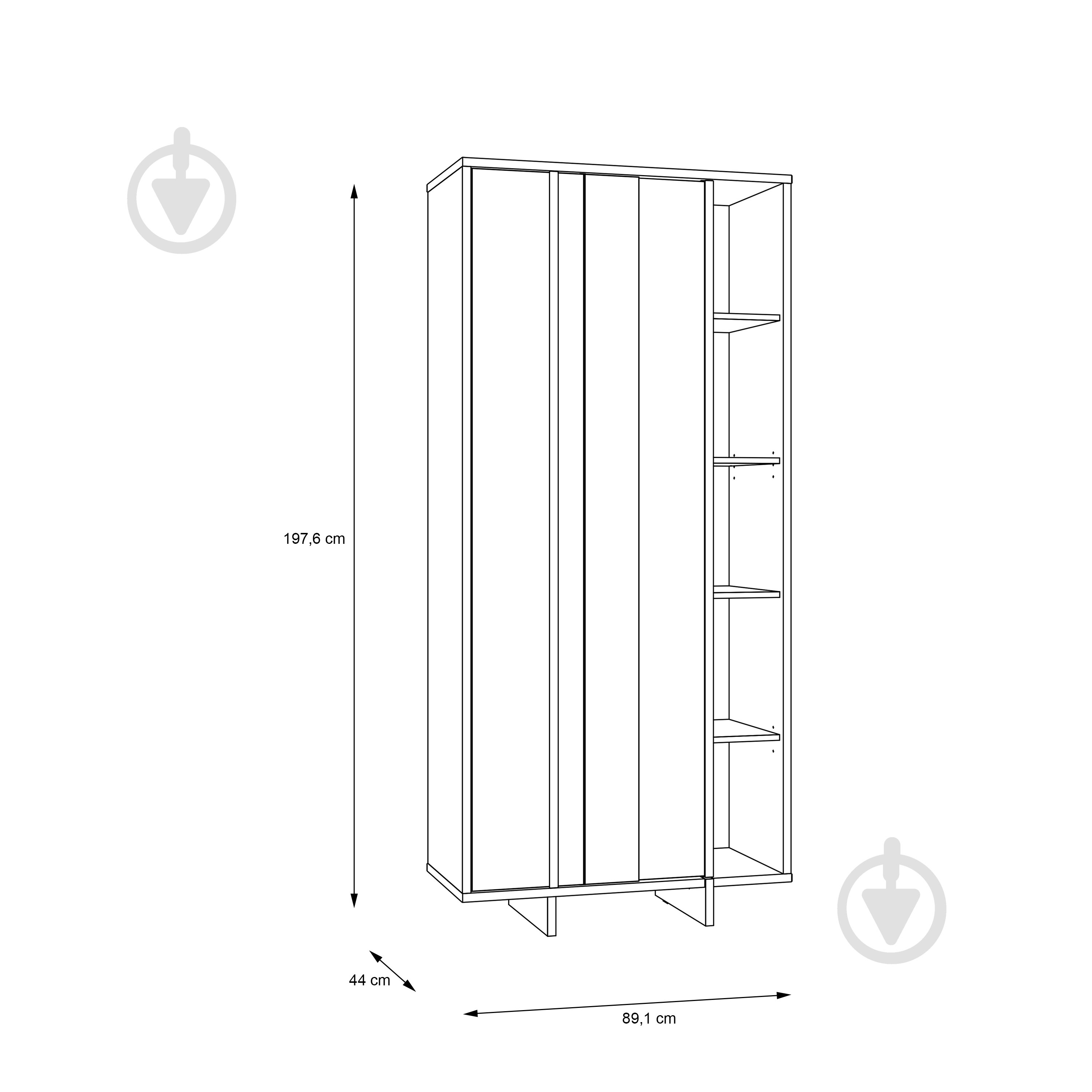 Шафа-вітрина Forte Meble JOKKAZ 1977х896х420 мм чорний / дуб флагстафф / чорний - фото 8 Шафа-вітрина Forte Meble JOKKAZ 1977х896х420 мм чорний / дуб флагстафф / чорний - фото 8