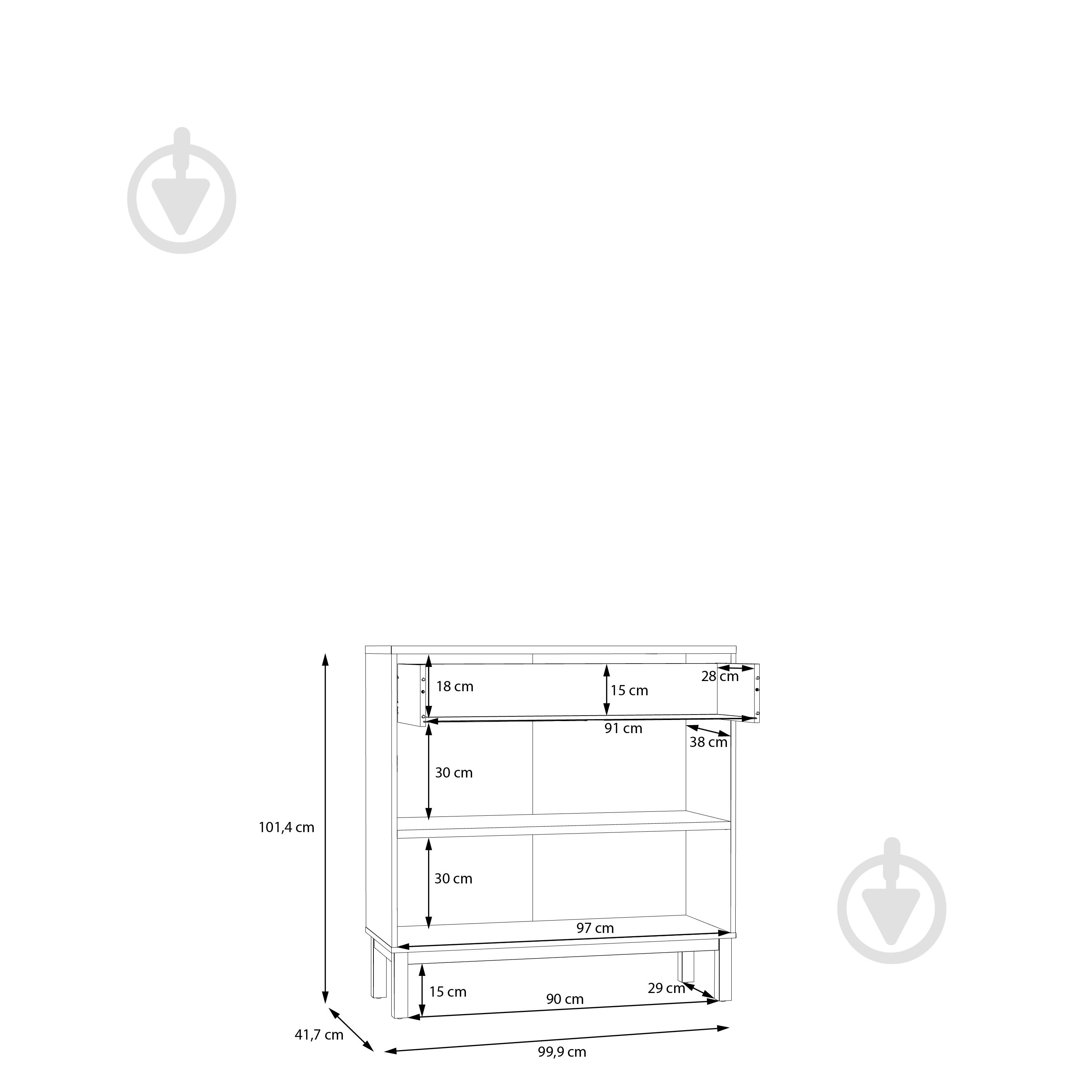 Комод Forte Meble Penkridge 2d1s 999x1014x417 мм дуб глиняний/світло-сірий - фото 5 Комод Forte Meble Penkridge 2d1s 999x1014x417 мм дуб глиняний/світло-сірий - фото 5