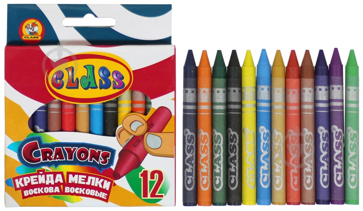 Мел восковый 12 цветов CLASS - фото 1