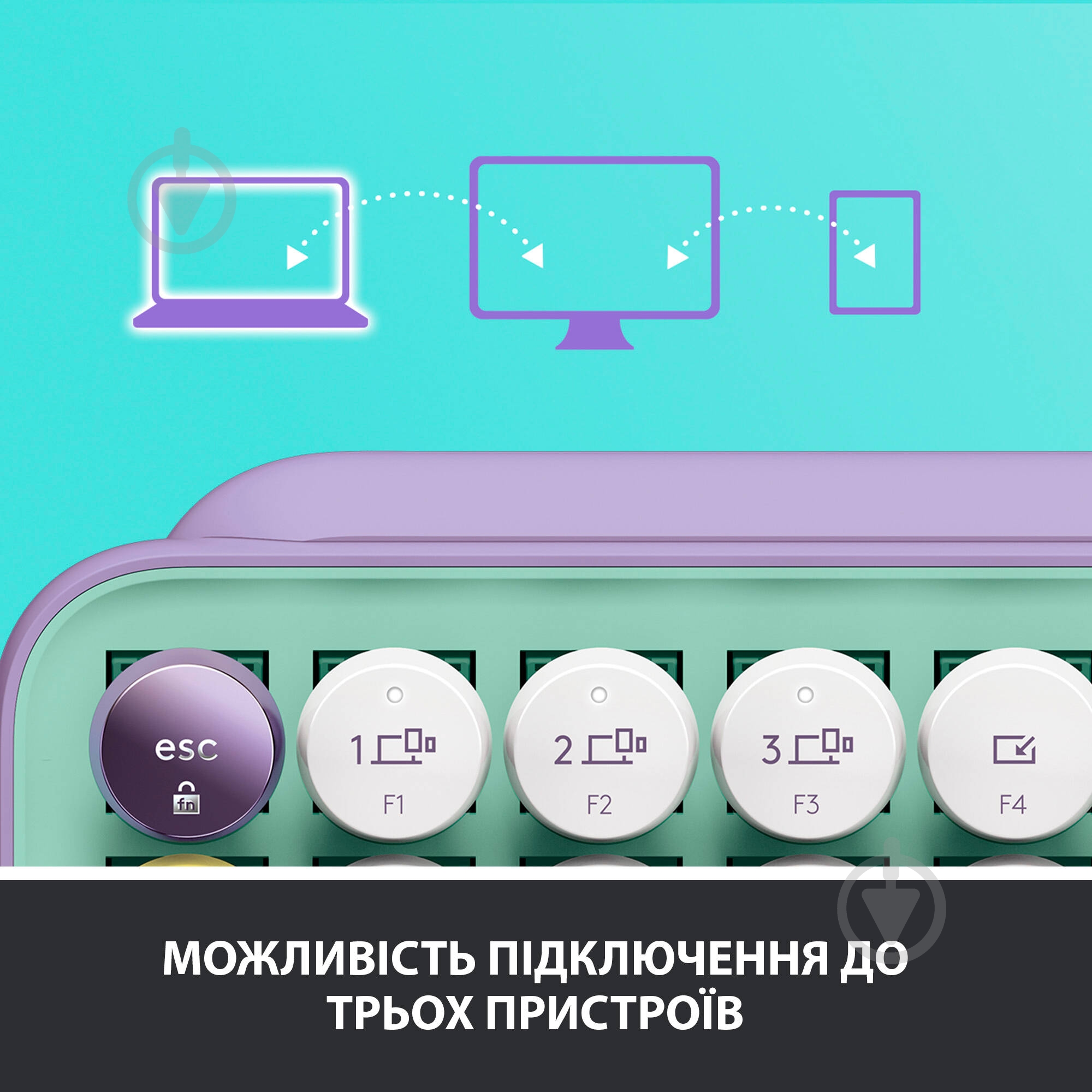 Клавиатура Logitech POP Keys Wireless Mechanical Keyboard With Emoji Keys daydream mint (920-010717) - фото 7