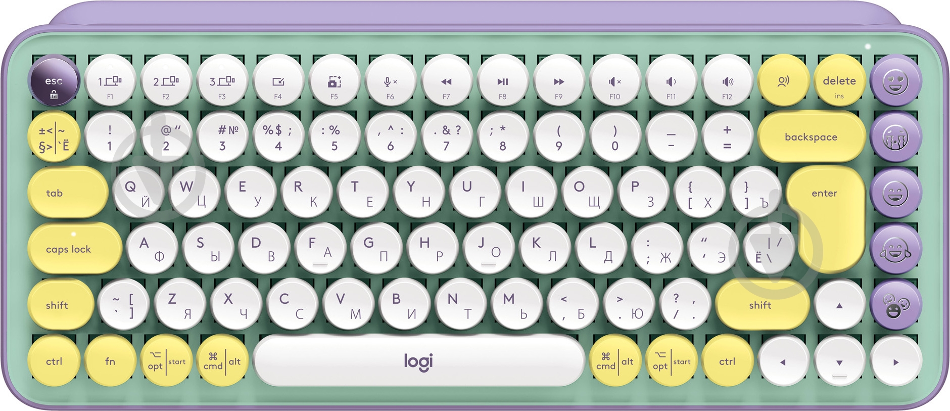 Клавиатура Logitech POP Keys Wireless Mechanical Keyboard With Emoji Keys daydream mint (920-010717) - фото 1