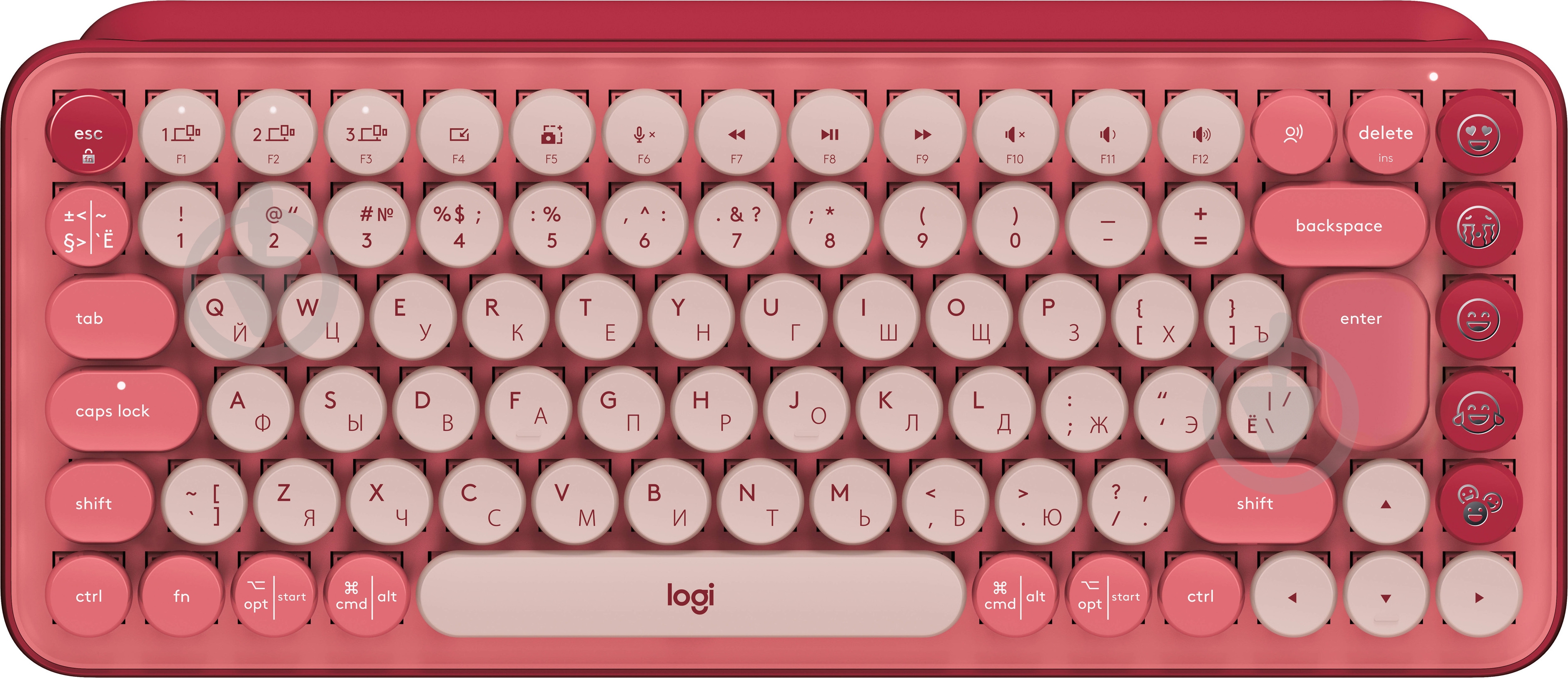 Клавіатура Logitech POP Keys Wireless Mechanical Keyboard With Emoji Keys heartbreaker rose (920-010718) - фото 1