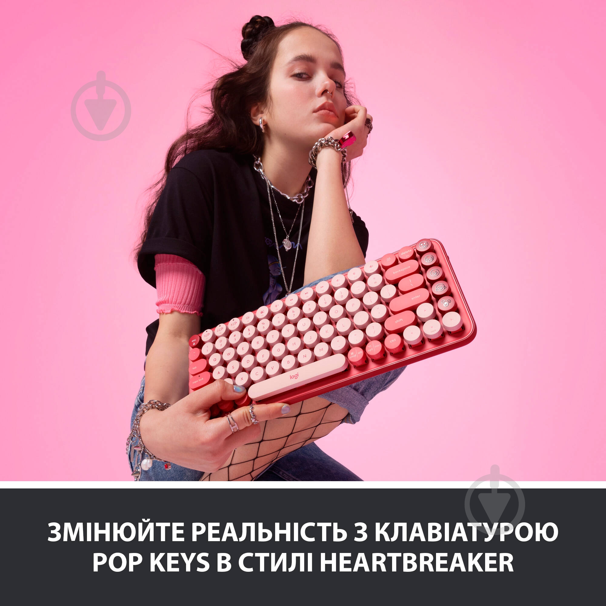 Клавіатура Logitech POP Keys Wireless Mechanical Keyboard With Emoji Keys heartbreaker rose (920-010718) - фото 2