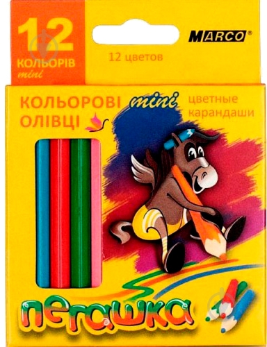 Карандаши цветные 12 шт. Пегашка Marco - фото 1