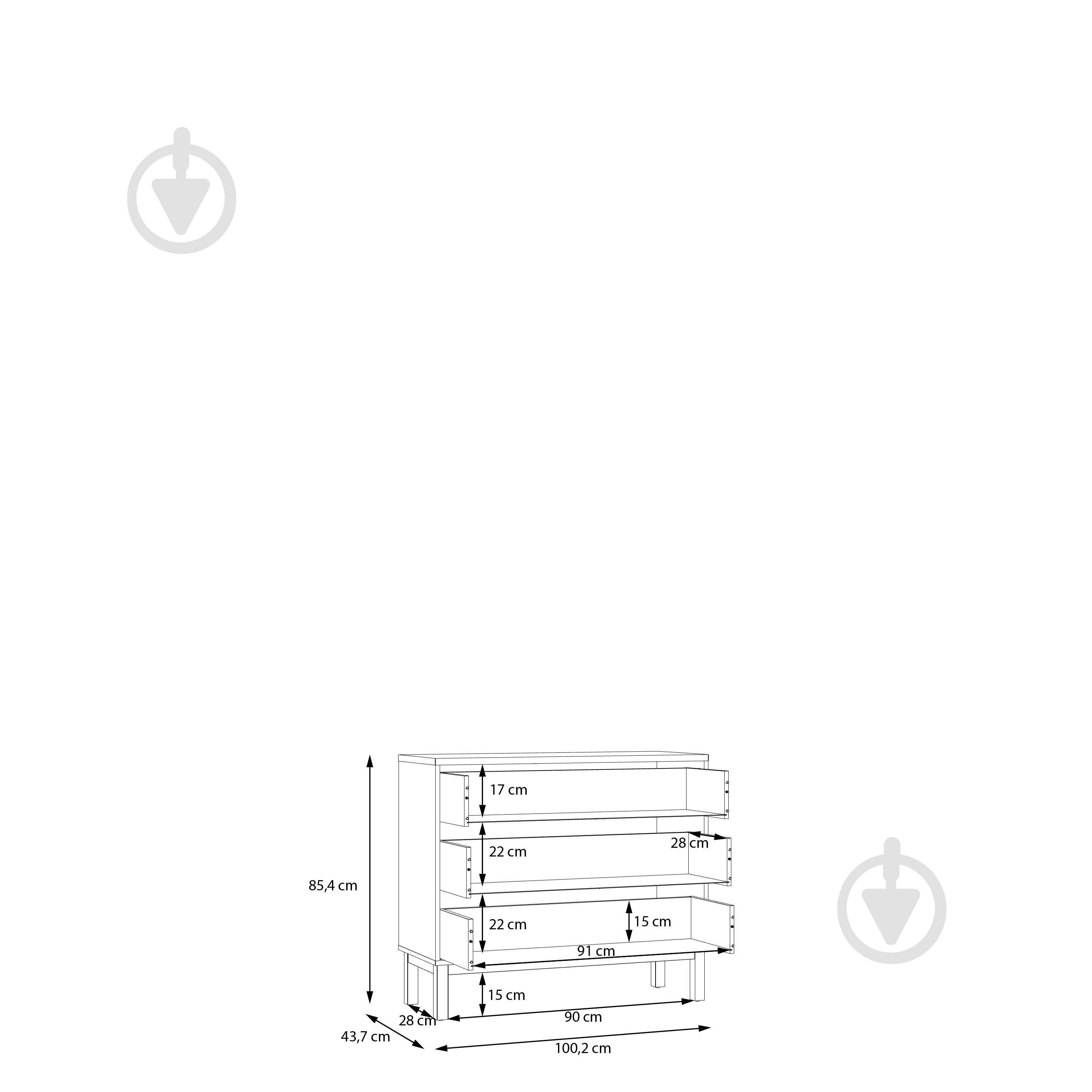 Комод Forte Meble Penkridge 3s 1002x854x417 мм дуб глиняный/светло-серый - фото 6