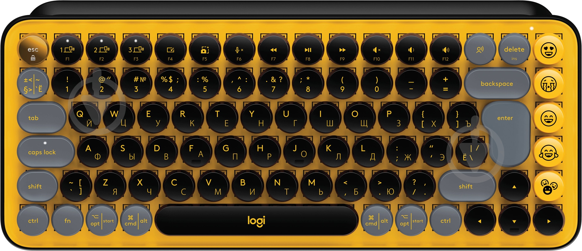 Клавиатура Logitech POP Keys Wireless Mechanical Keyboard With Emoji Keys blast yellow (920-010716) - фото 1