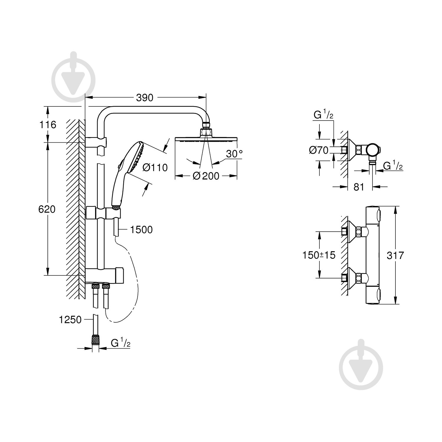 Смеситель для душа Grohe QuickFix Precision Flow UA202908TR - фото 12