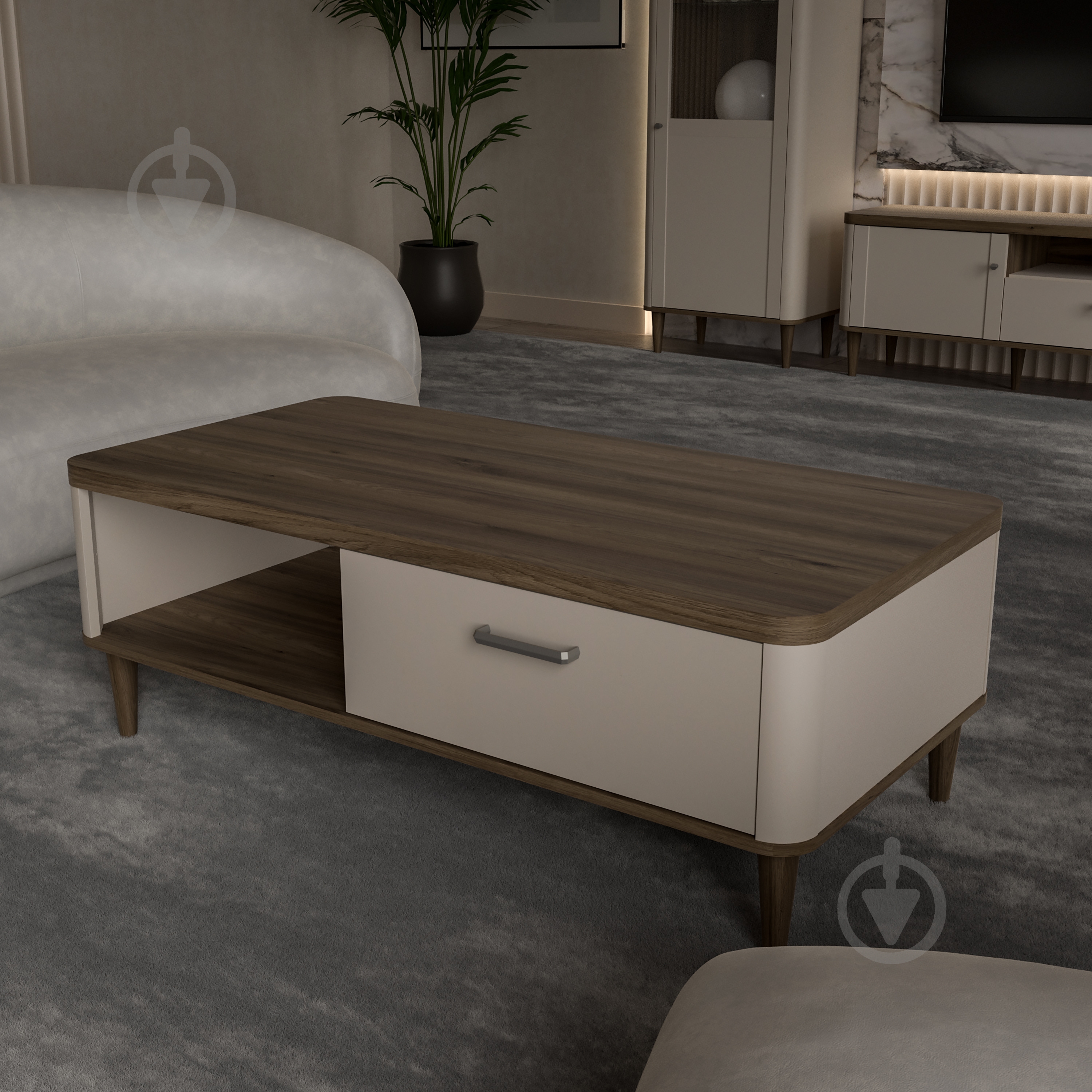 Стіл журнальний Forte Meble Lacetti 600x1200x437 мм дуб валенсія/ бежевий - фото 5