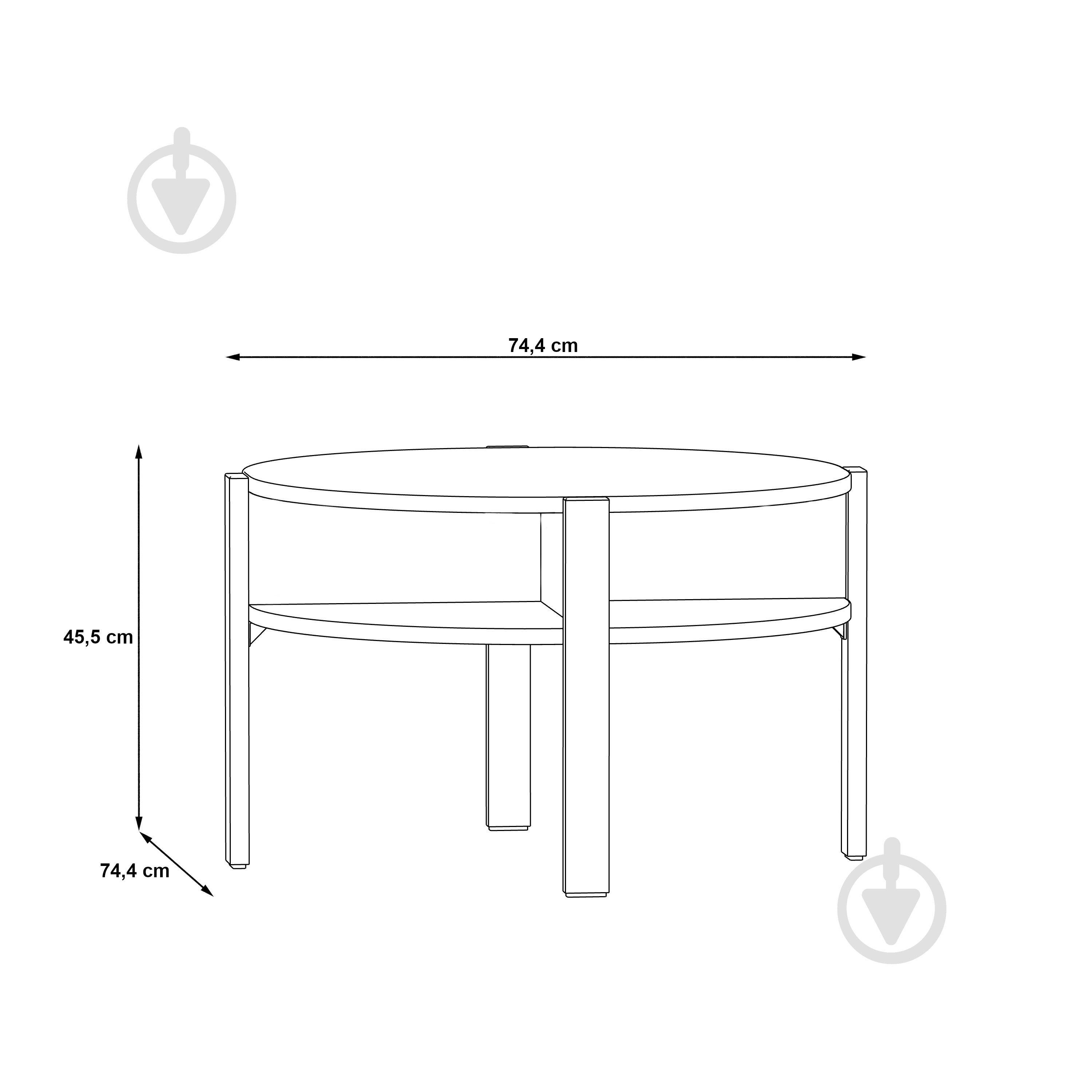 Стіл журнальний Forte Meble Tobago 744x744x455 мм чорний/ чорний (УТ0023280:Z13M Чорний) - фото 3 Стіл журнальний Forte Meble Tobago 744x744x455 мм чорний/ чорний (УТ0023280:Z13M Чорний) - фото 3