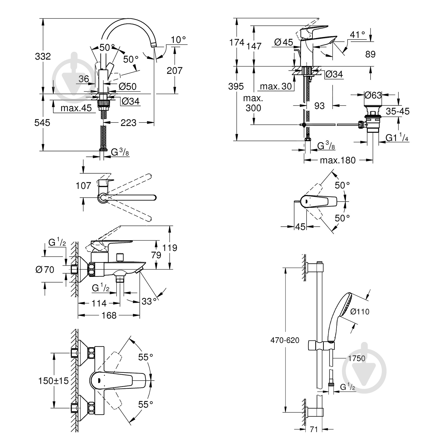Набор смесителей Grohe QuickFix Start Edge UA202501SK - фото 15