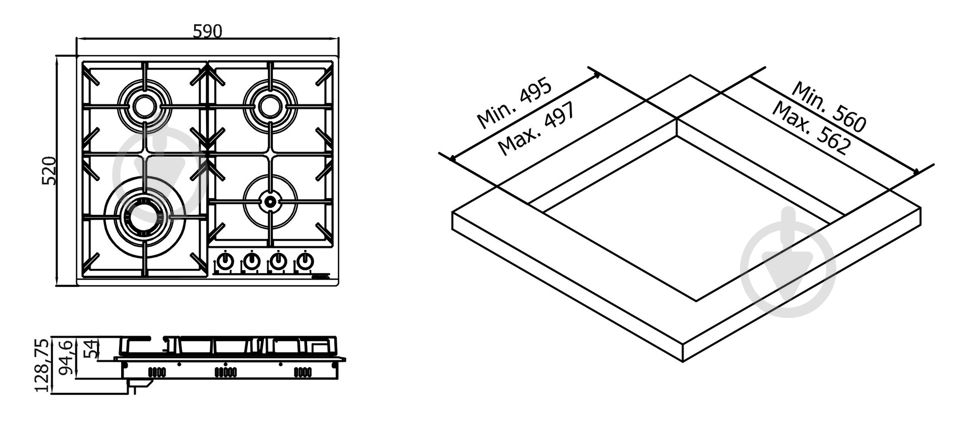 Варочная поверхность газовая Eleyus ALMADA 60 BL CF - фото 13 Варочная поверхность газовая Eleyus ALMADA 60 BL CF - фото 13