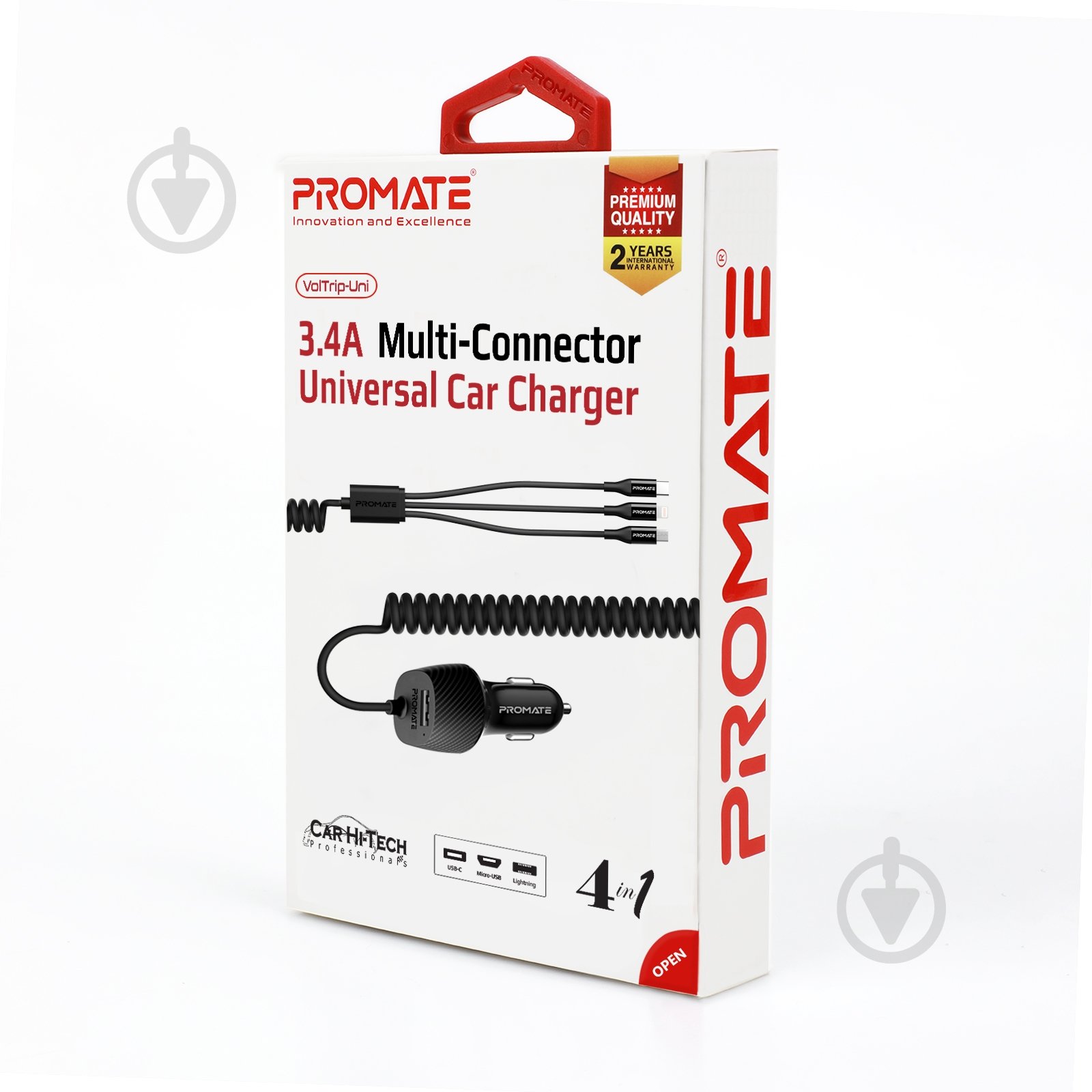 Автомобільний зарядний пристрій Promate Voltrip-UNI 17Вт USB + Multi-Connector Black - фото 7