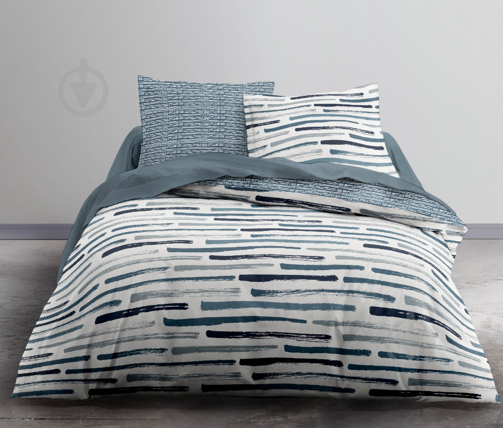 Комплект постельного белья Brest полуторный серый с белым Today (без простыни) - фото 9