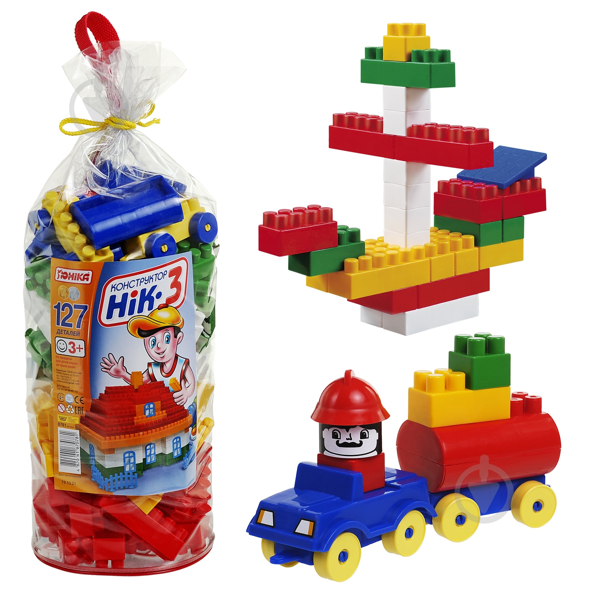 Конструктор ЮНІКА НИК-3 (127 деталей) 0781 - фото 1