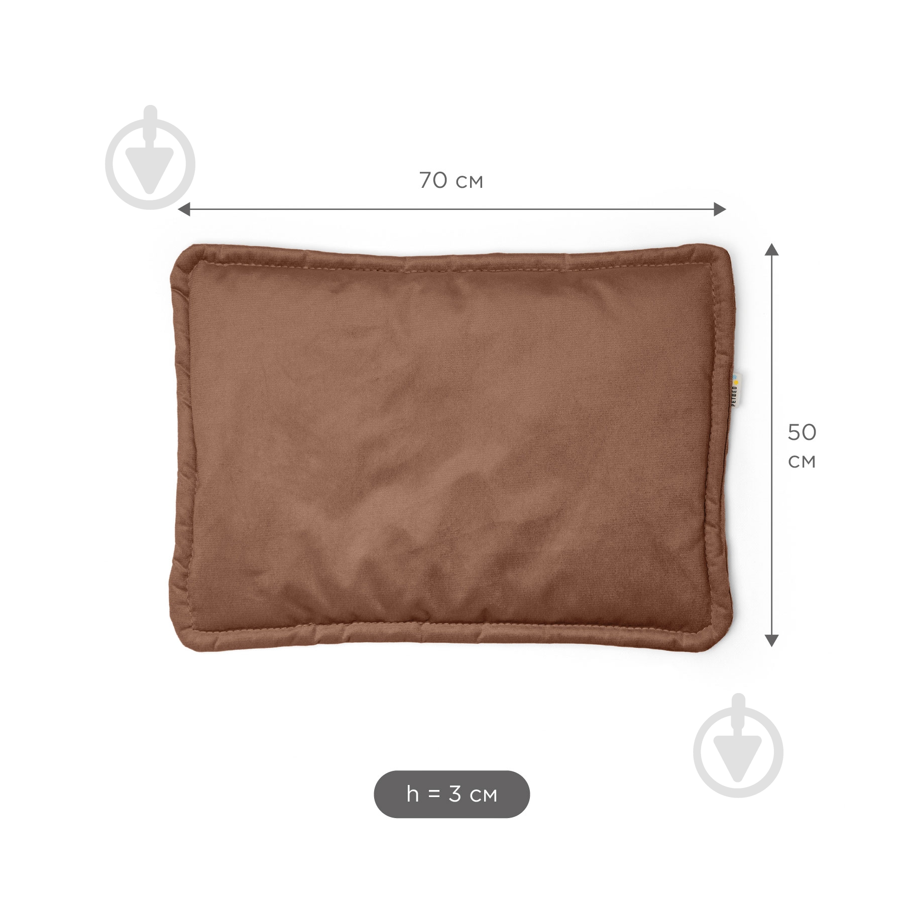 Лежак PETBED Слим М 70х50 см h-3 см велюр коричневый - фото 4 Лежак PETBED Слим М 70х50 см h-3 см велюр коричневый - фото 4