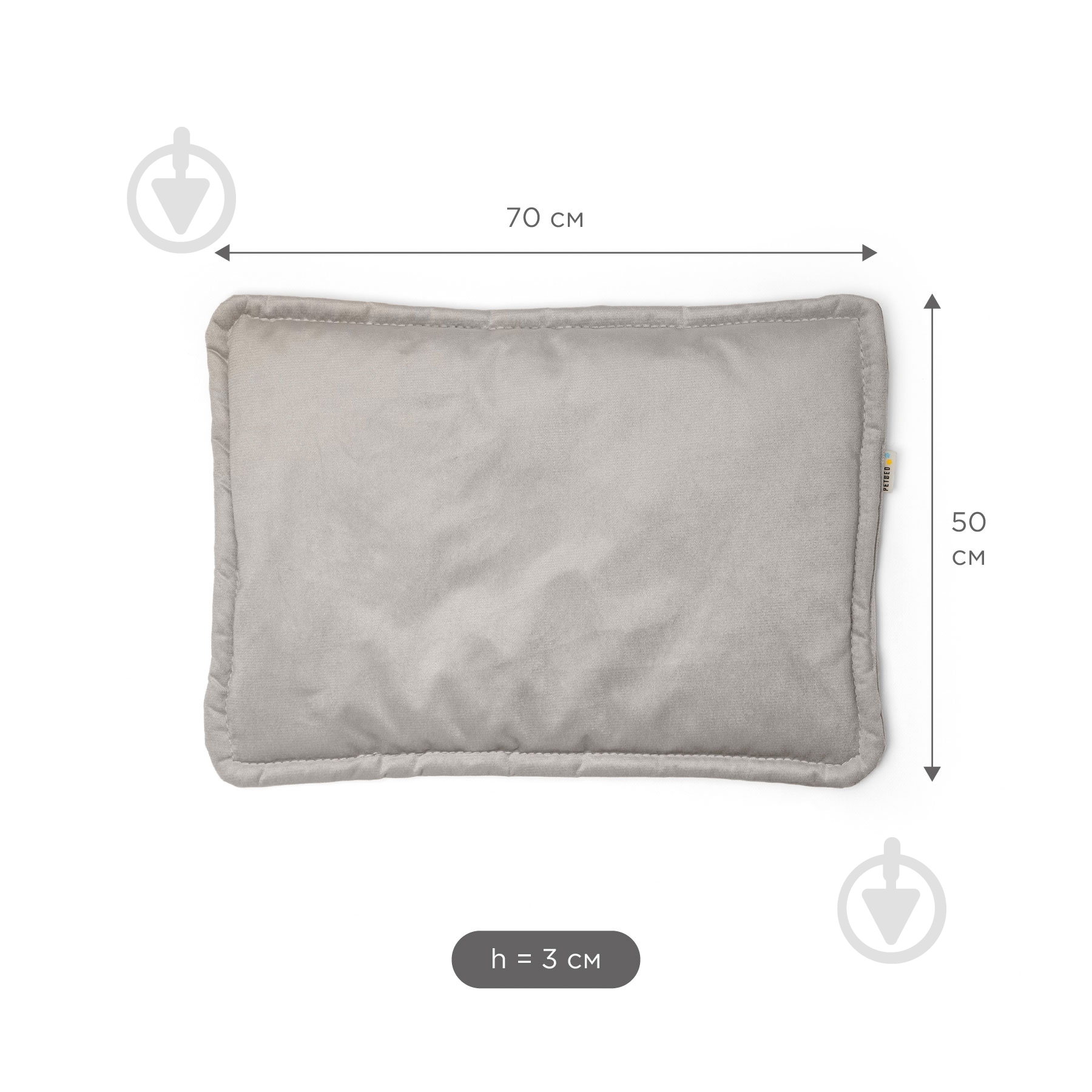 Лежак PETBED Слим М 70х50см h-3см велюр серый - фото 4 Лежак PETBED Слим М 70х50см h-3см велюр серый - фото 4