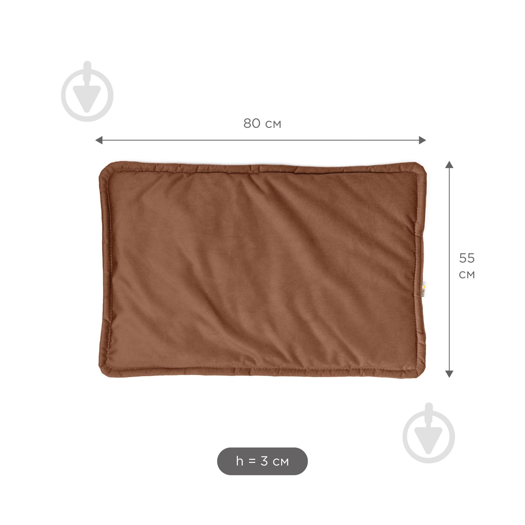 Лежак PETBED Слім L 80х55 см h-3 см велюр коричневий - фото 4 Лежак PETBED Слім L 80х55 см h-3 см велюр коричневий - фото 4