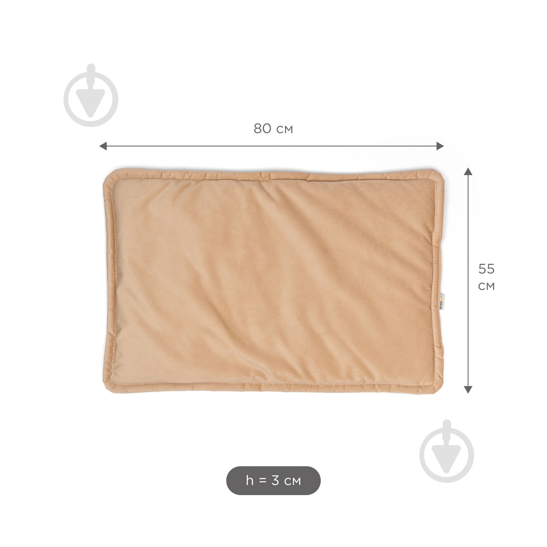 Лежак PETBED Слим L 80х55 см h-3 см велюр бежевый - фото 4