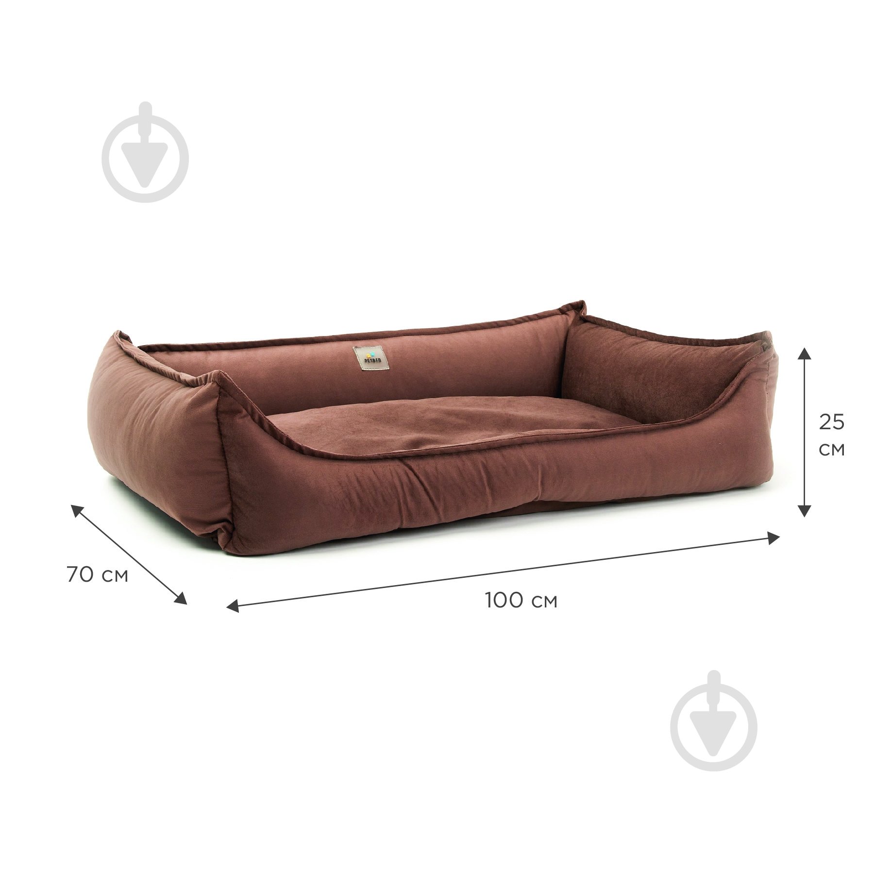 Лежак PETBED Комфорт 2XL 100х70 см h-25 см велюр коричневый - фото 2 Лежак PETBED Комфорт 2XL 100х70 см h-25 см велюр коричневый - фото 2