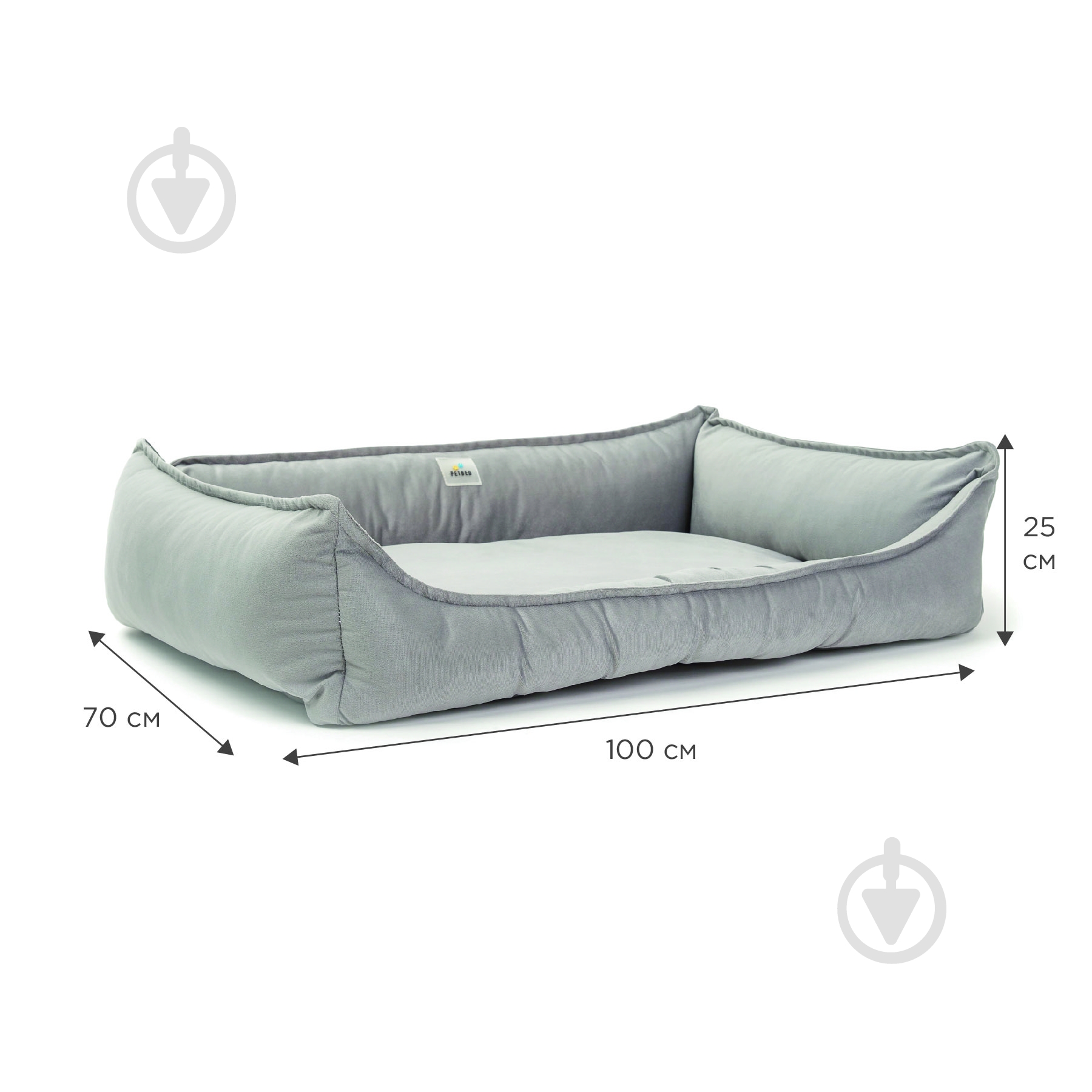 Лежак PETBED Комфорт 2XL 100х70 см h-25 см велюр серый - фото 2 Лежак PETBED Комфорт 2XL 100х70 см h-25 см велюр серый - фото 2