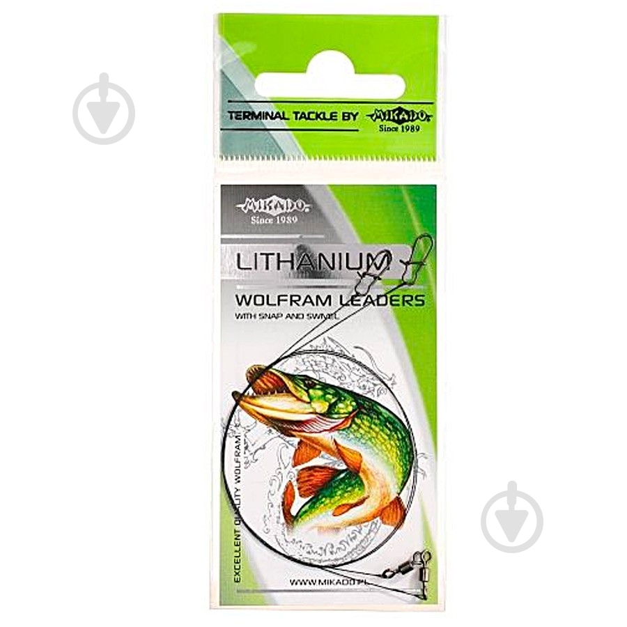 Повідець Mikado 5 кг 15 см 2 шт. ВОЛЬФРАМОВИЙ С ЗАСТІБКОЮ WOLFRAM FS - фото 1