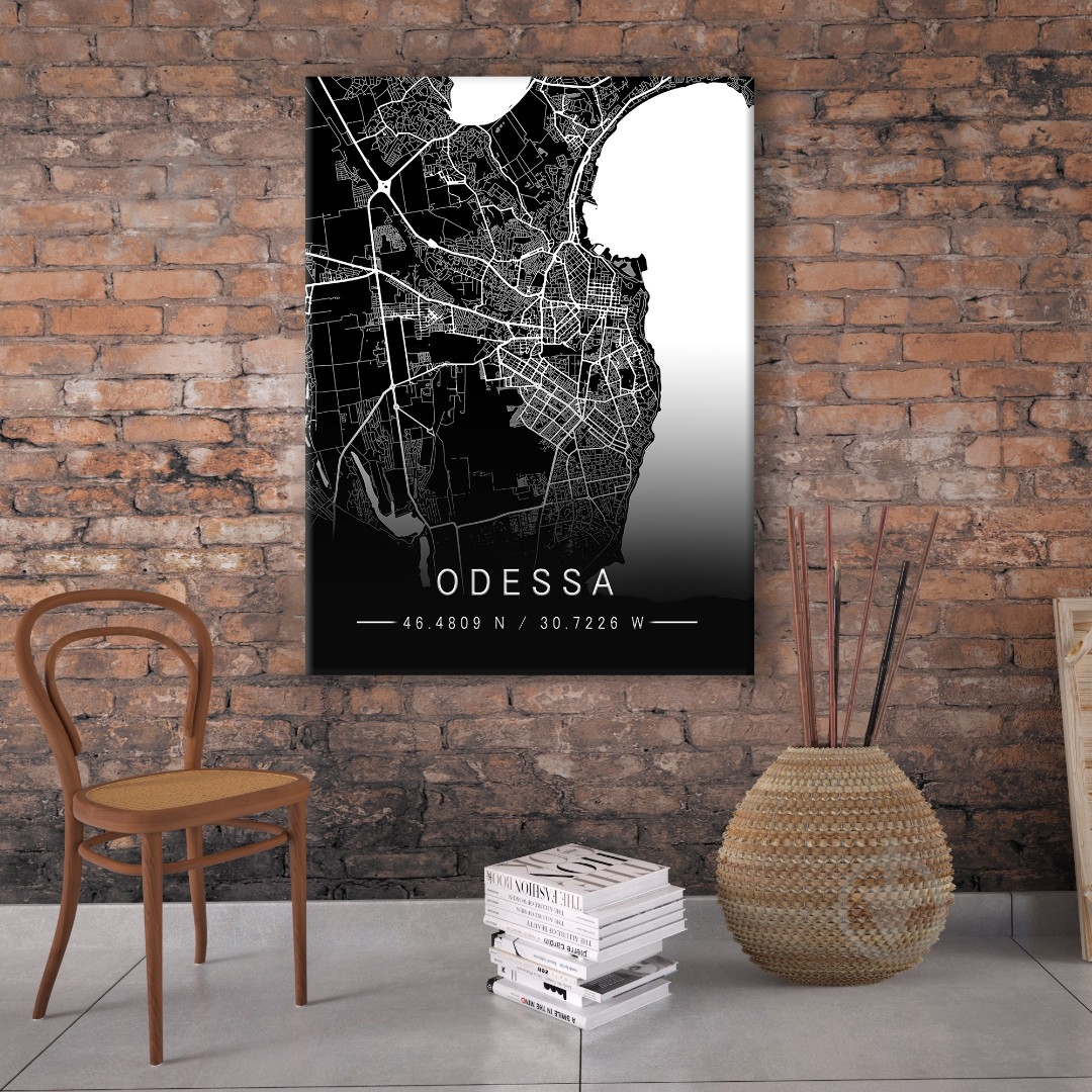 Постер Odessa Black Map 75x100 см Brushme FNK0073603 - фото 1 Постер Odessa Black Map 75x100 см Brushme FNK0073603 - фото 1