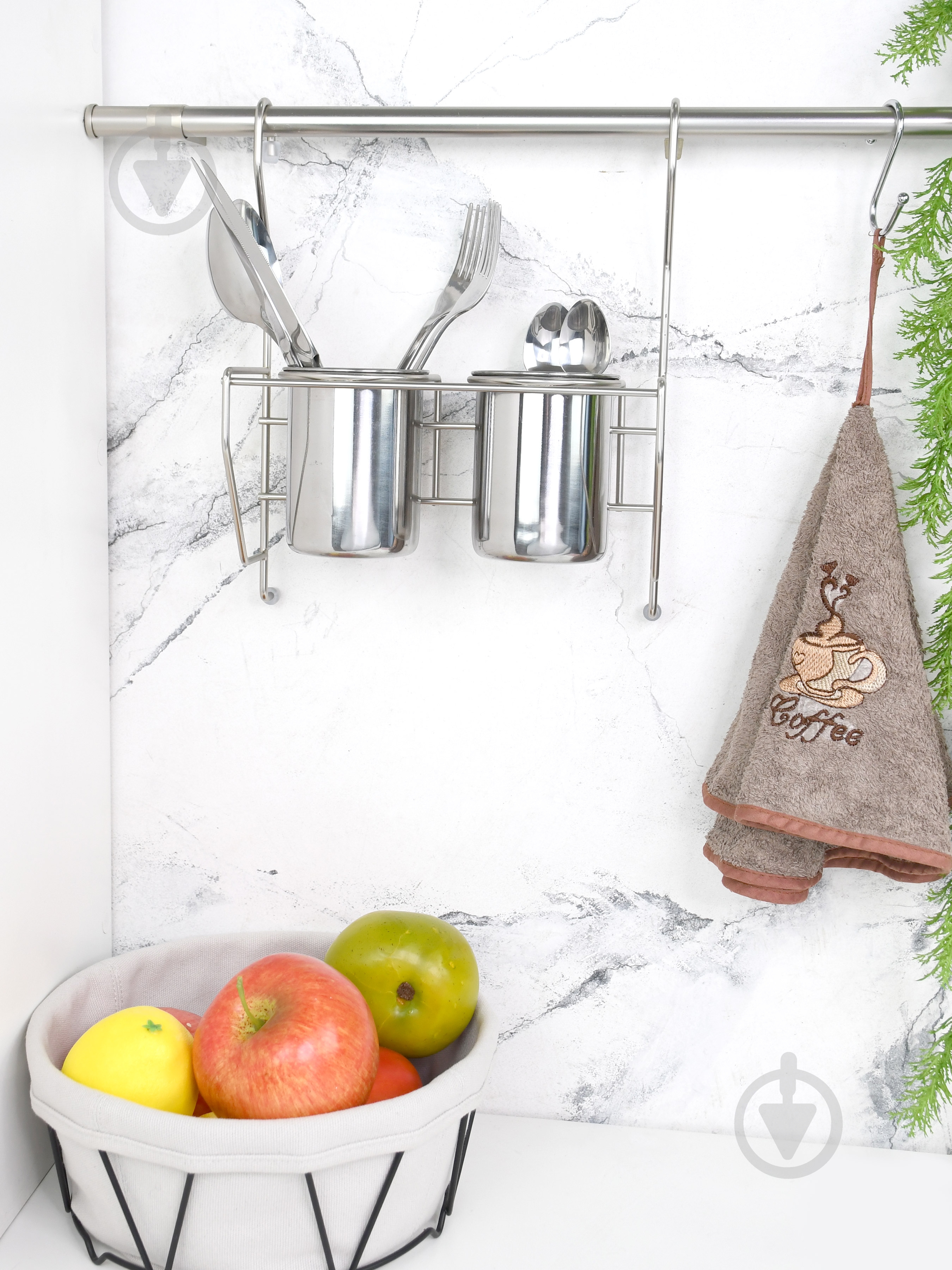 Полка на рейлинг Lemax MX-425 NM двойная 215х105х270 мм для столовых приборов матовый никель - фото 4