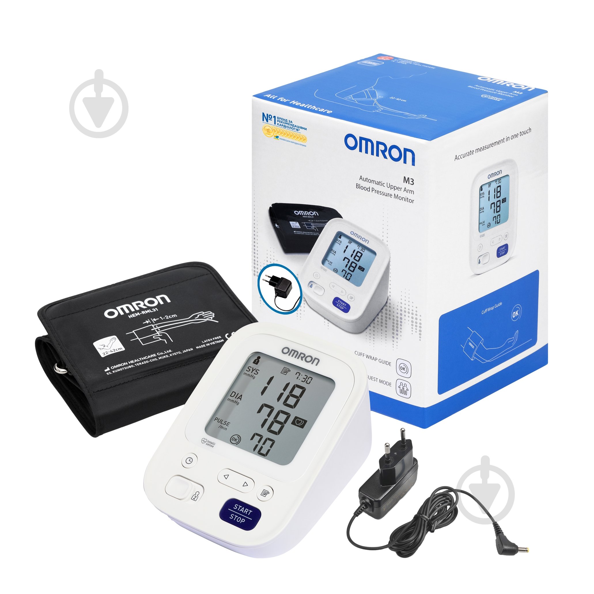 Тонометр Omron M3 HHP-CM01 в ком-те HEM-7154-E - фото 1