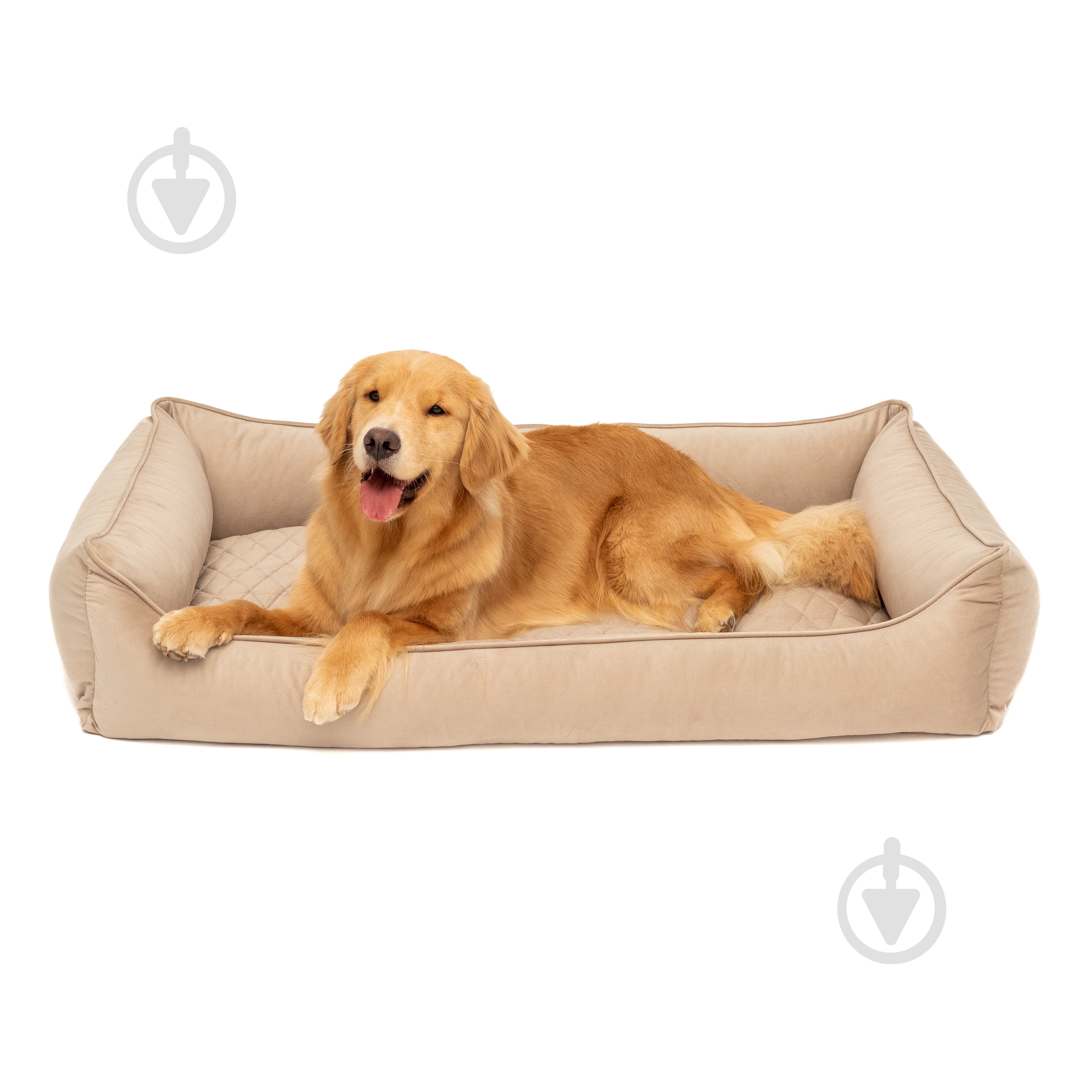 Лежак PETBED Лакі 3XL 120х80 см h-24 см велюр бежевий - фото 6 Лежак PETBED Лакі 3XL 120х80 см h-24 см велюр бежевий - фото 6