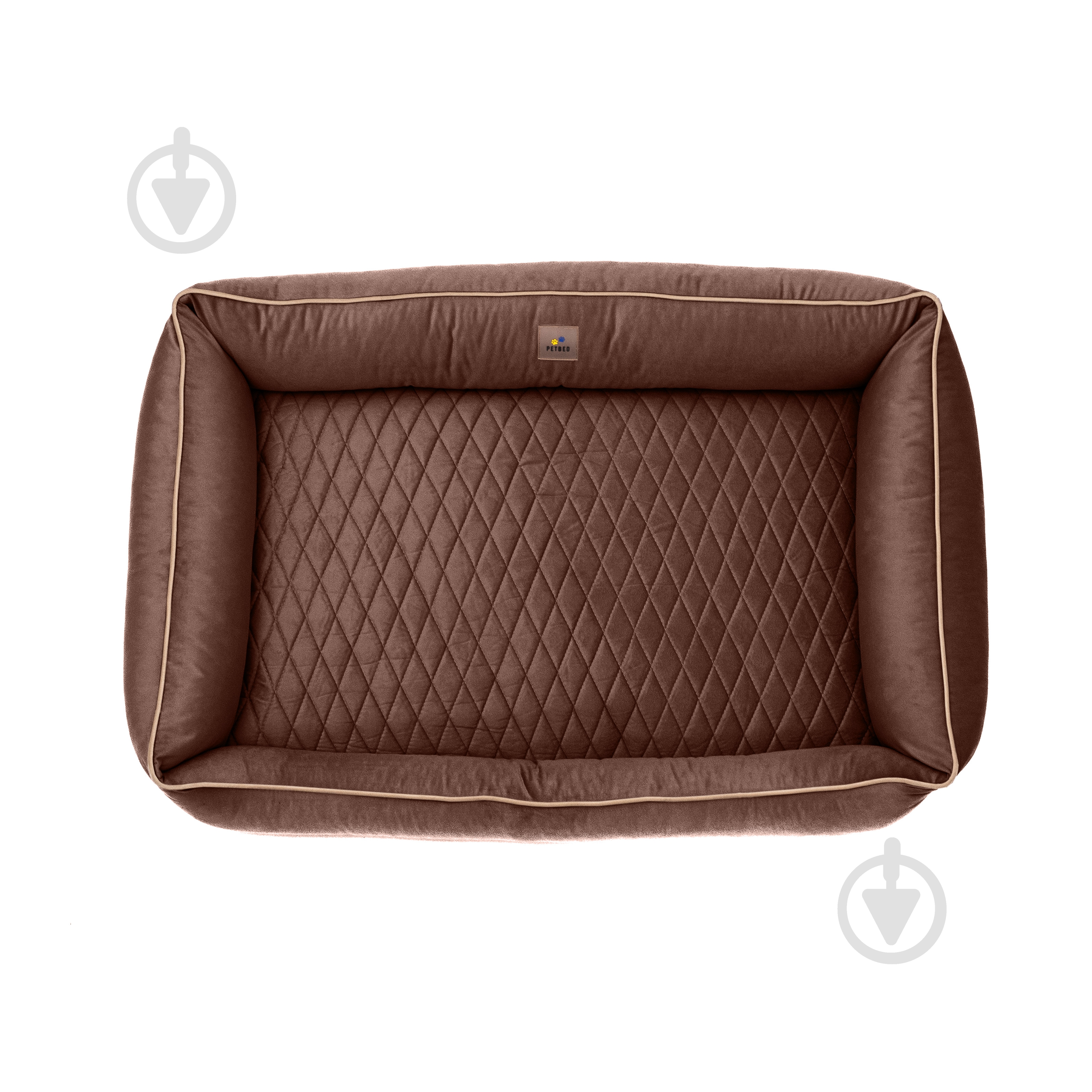 Лежак PETBED Лакі 3XL 120х80 см h-24 см велюр коричневий/кант бежевий - фото 4 Лежак PETBED Лакі 3XL 120х80 см h-24 см велюр коричневий/кант бежевий - фото 4