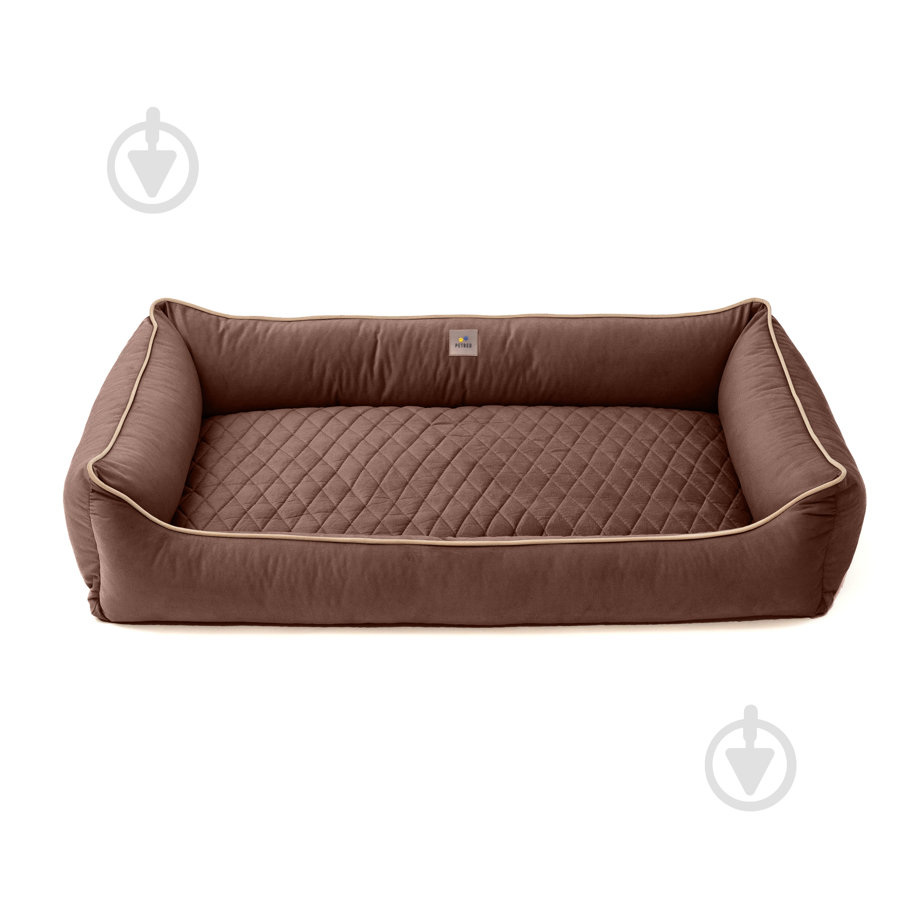 Лежак PETBED Лакі 3XL 120х80 см h-24 см велюр коричневий/кант бежевий - фото 3 Лежак PETBED Лакі 3XL 120х80 см h-24 см велюр коричневий/кант бежевий - фото 3
