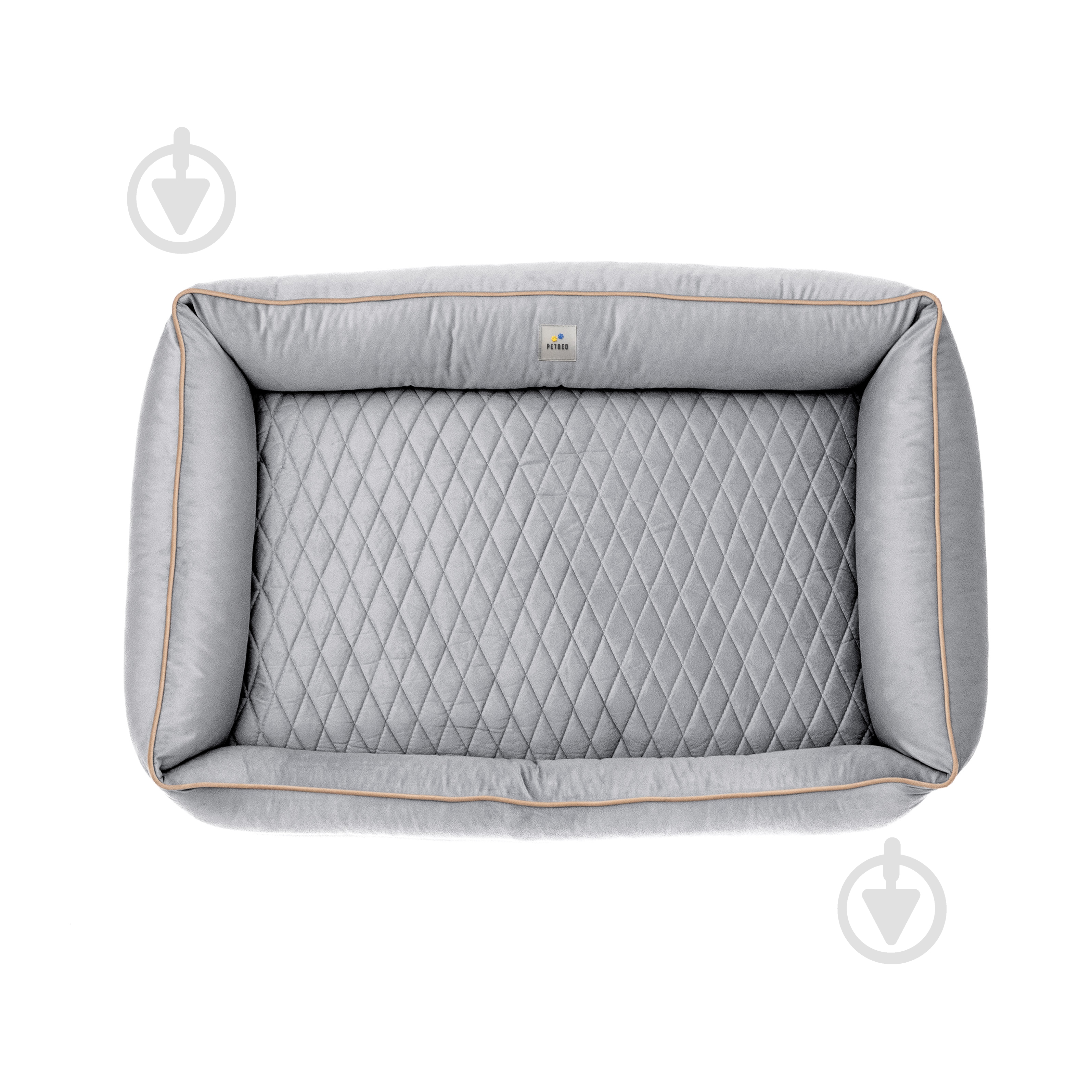 Лежак PETBED Лакки 3XL 120х80 см h-24 см велюр серый/кант бежевый - фото 4 Лежак PETBED Лакки 3XL 120х80 см h-24 см велюр серый/кант бежевый - фото 4