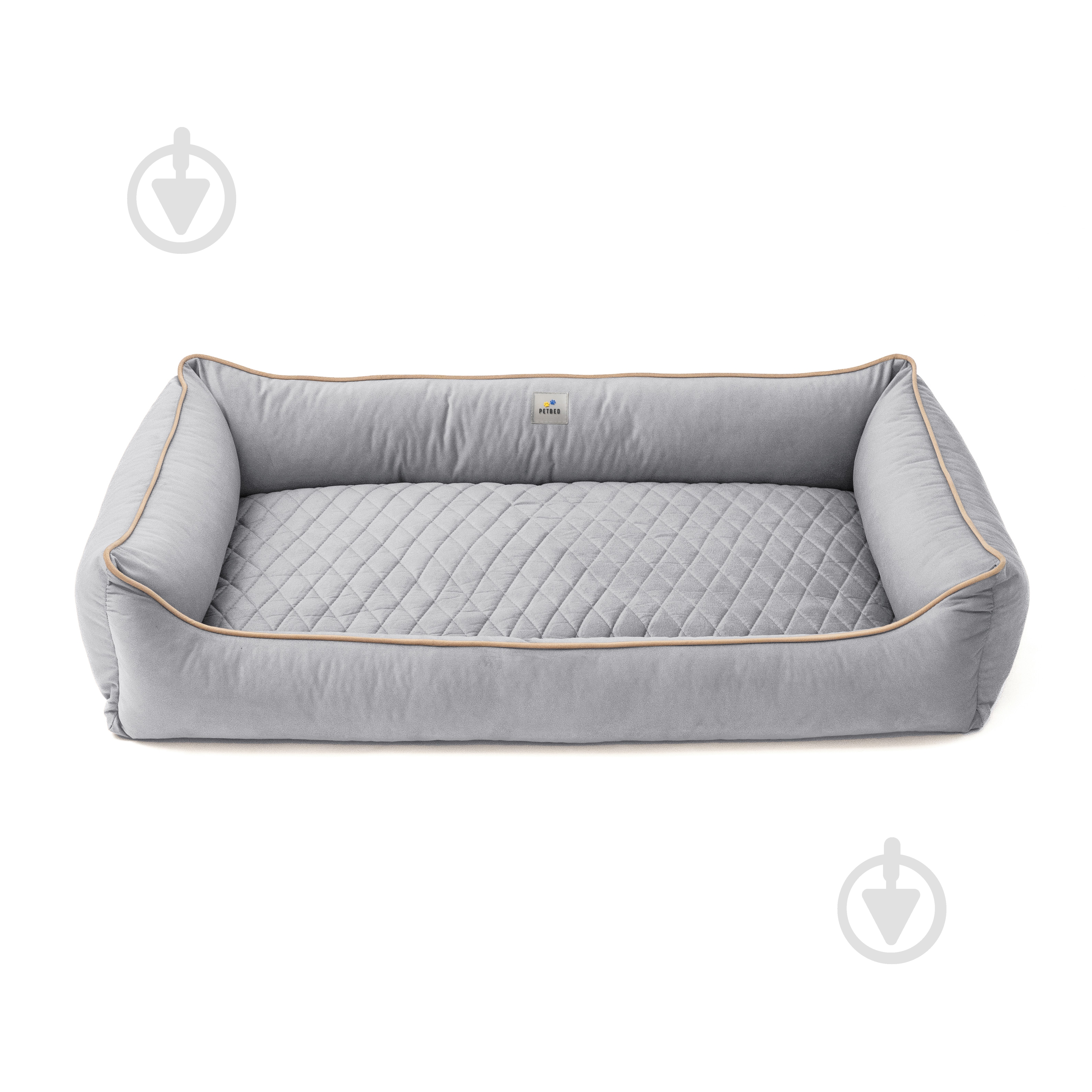 Лежак PETBED Лакки 3XL 120х80 см h-24 см велюр серый/кант бежевый - фото 3 Лежак PETBED Лакки 3XL 120х80 см h-24 см велюр серый/кант бежевый - фото 3