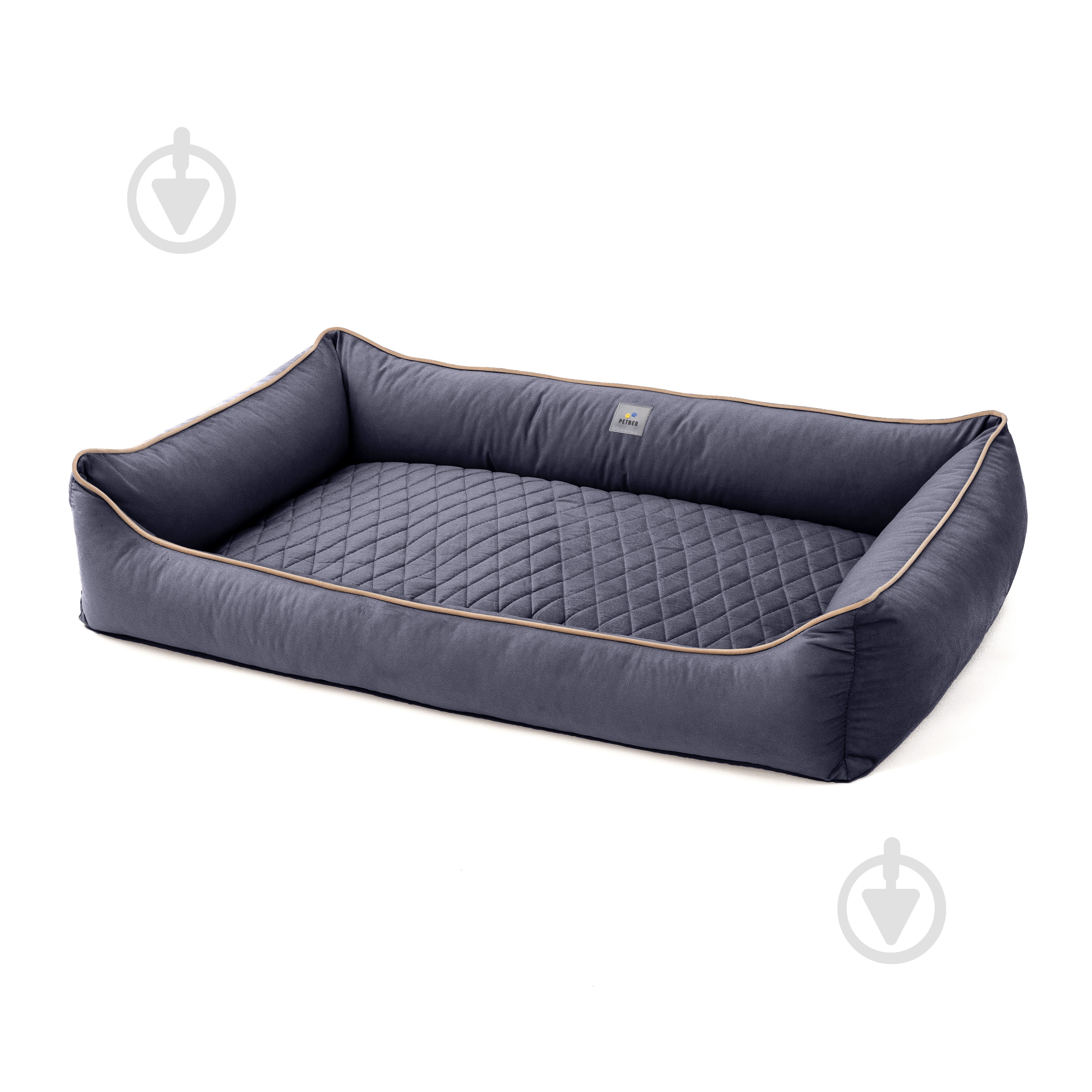 Лежак PETBED Лакки 3XL 120х80 см h-24 см велюр темно-серый/кант бежевый - фото 1 Лежак PETBED Лакки 3XL 120х80 см h-24 см велюр темно-серый/кант бежевый - фото 1