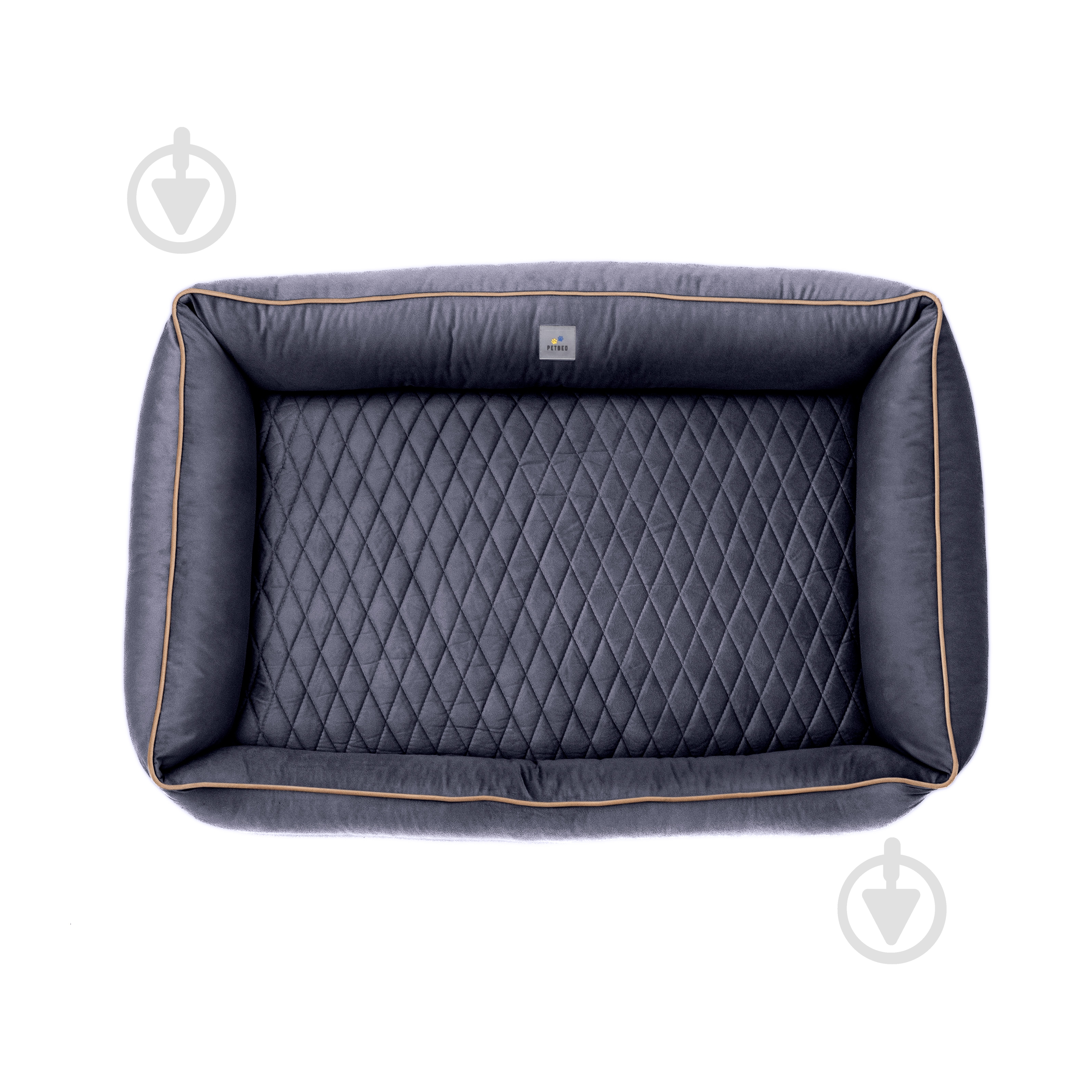 Лежак PETBED Лакки 3XL 120х80 см h-24 см велюр темно-серый/кант бежевый - фото 4 Лежак PETBED Лакки 3XL 120х80 см h-24 см велюр темно-серый/кант бежевый - фото 4