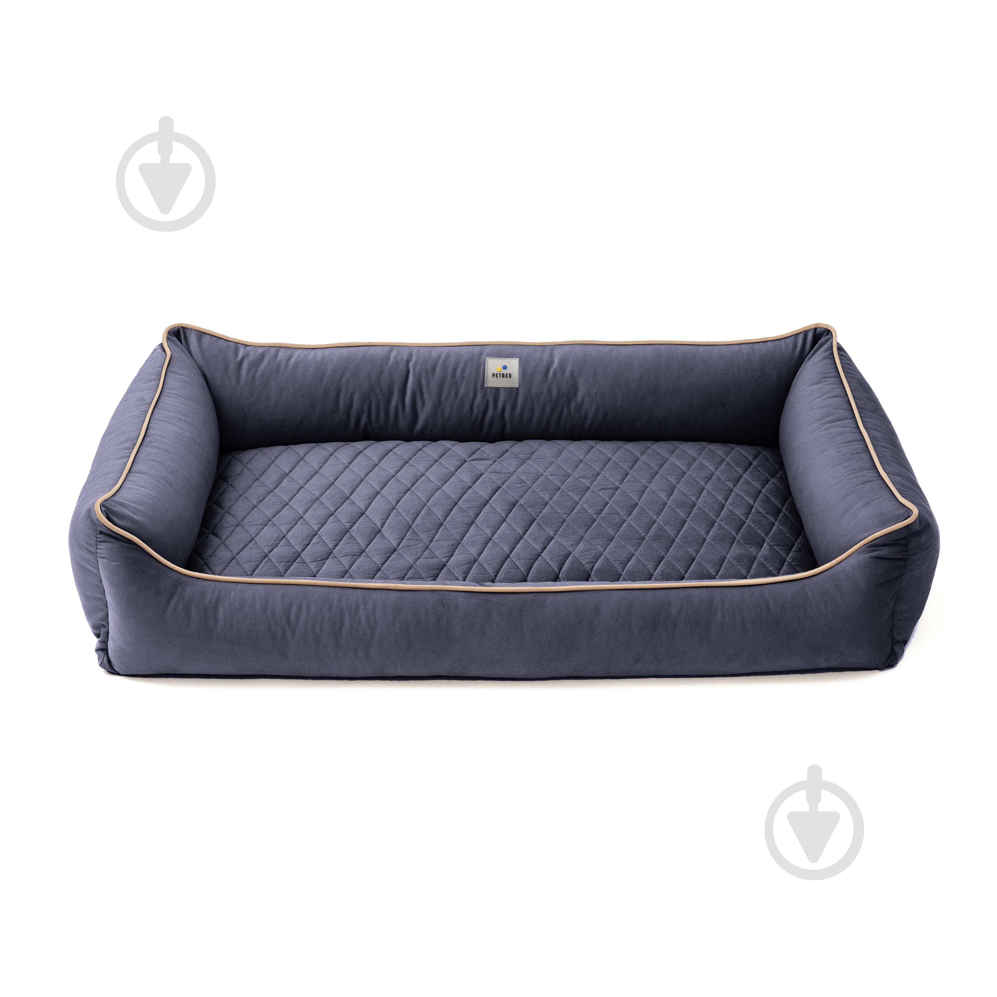 Лежак PETBED Лакки 3XL 120х80 см h-24 см велюр темно-серый/кант бежевый - фото 3 Лежак PETBED Лакки 3XL 120х80 см h-24 см велюр темно-серый/кант бежевый - фото 3