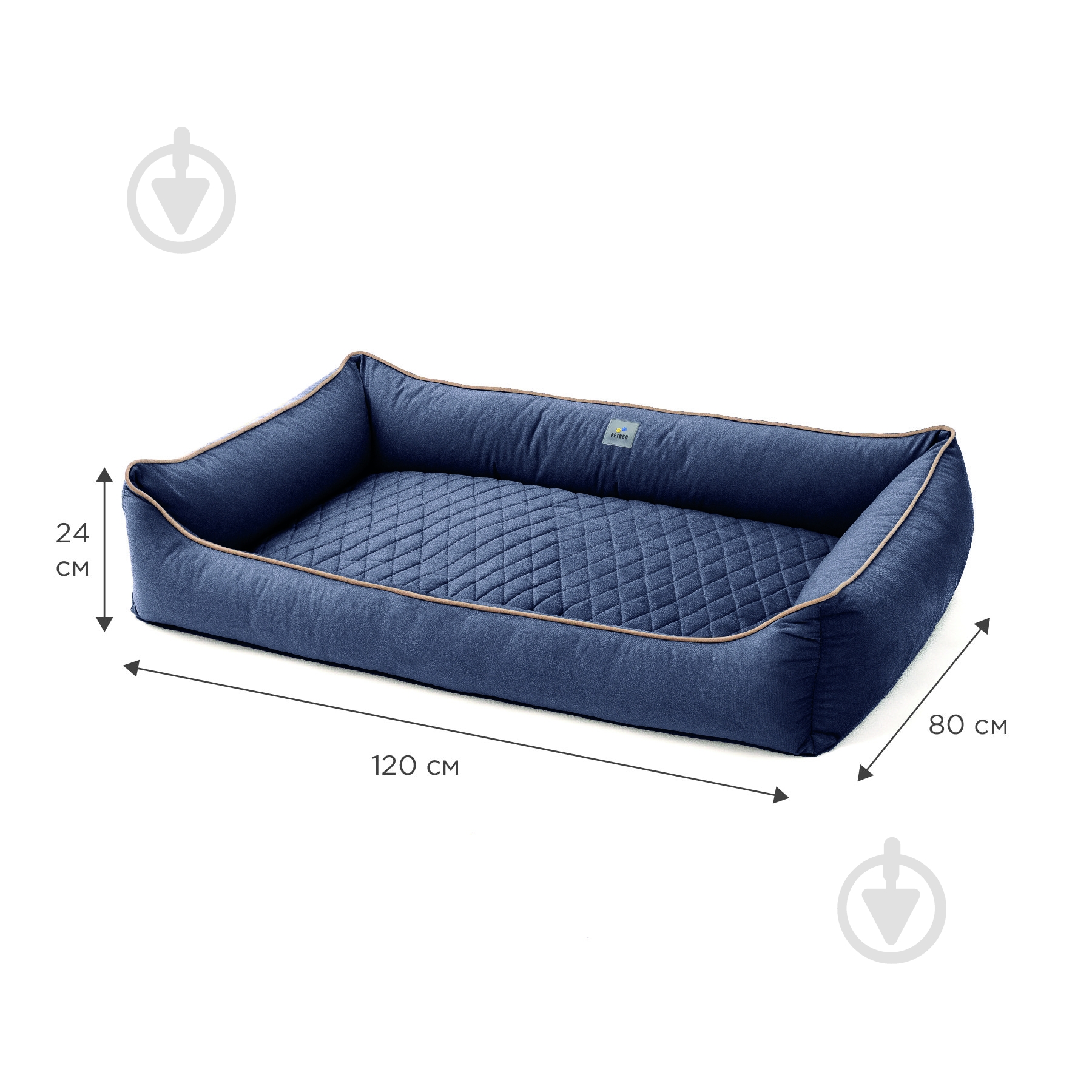 Лежак PETBED Лакки 3XL 120х80 см h-24 см велюр темно-серый/кант бежевый - фото 2 Лежак PETBED Лакки 3XL 120х80 см h-24 см велюр темно-серый/кант бежевый - фото 2