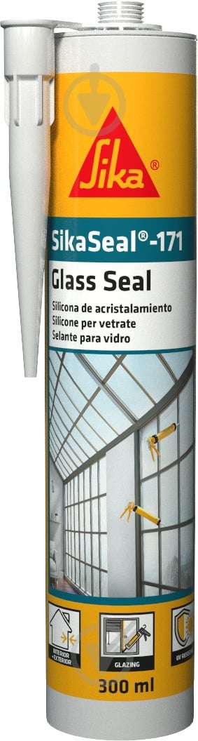 Герметик силіконовий Sika для скла SikaSeal®-171 Glass Seal прозорий 300 мл 0,3 кг - фото 1 Герметик силіконовий Sika для скла SikaSeal®-171 Glass Seal прозорий 300 мл 0,3 кг - фото 1