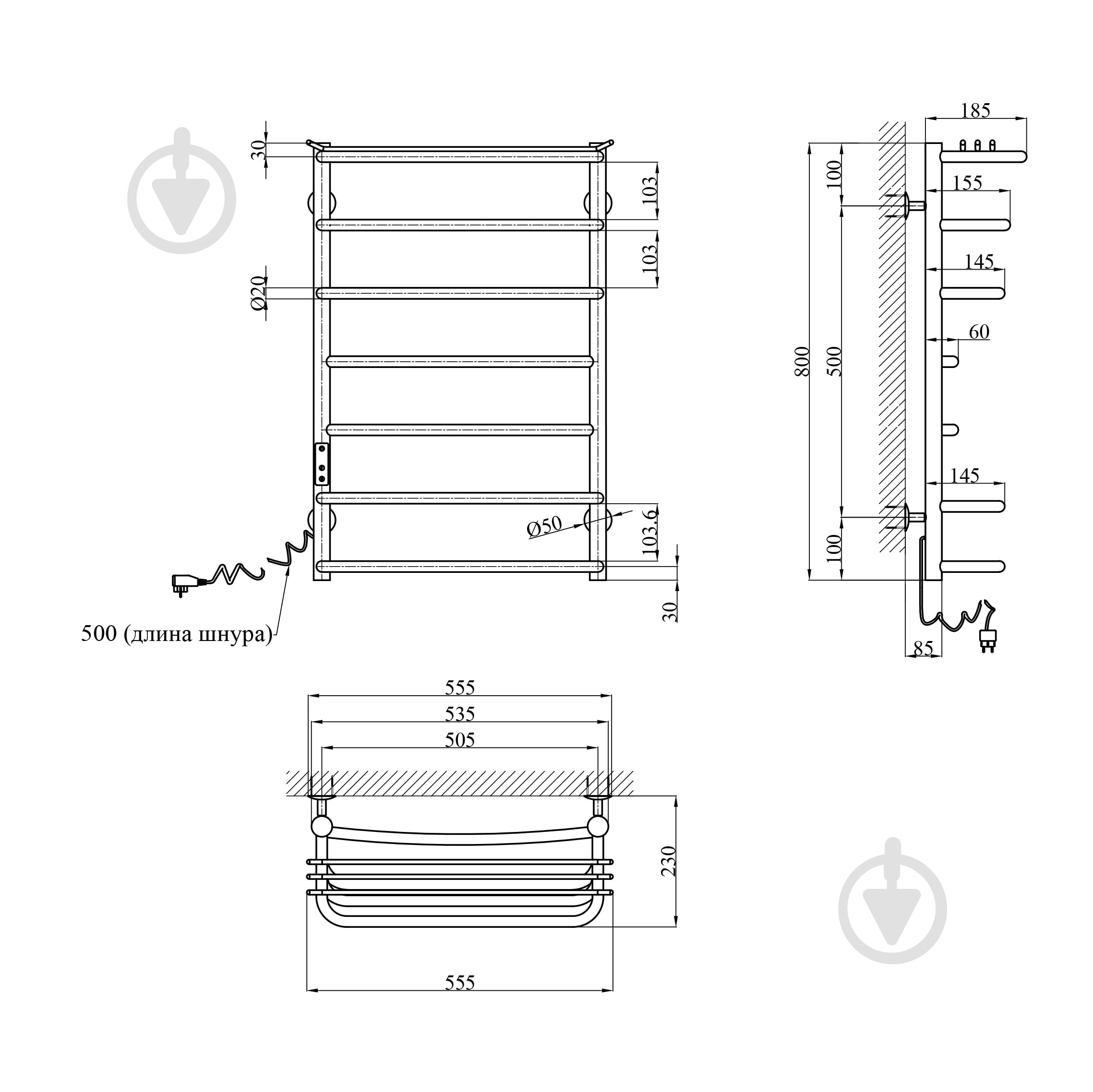 Полотенцесушитель электрический Kroner KRP Stern EL800x500-7 - фото 2