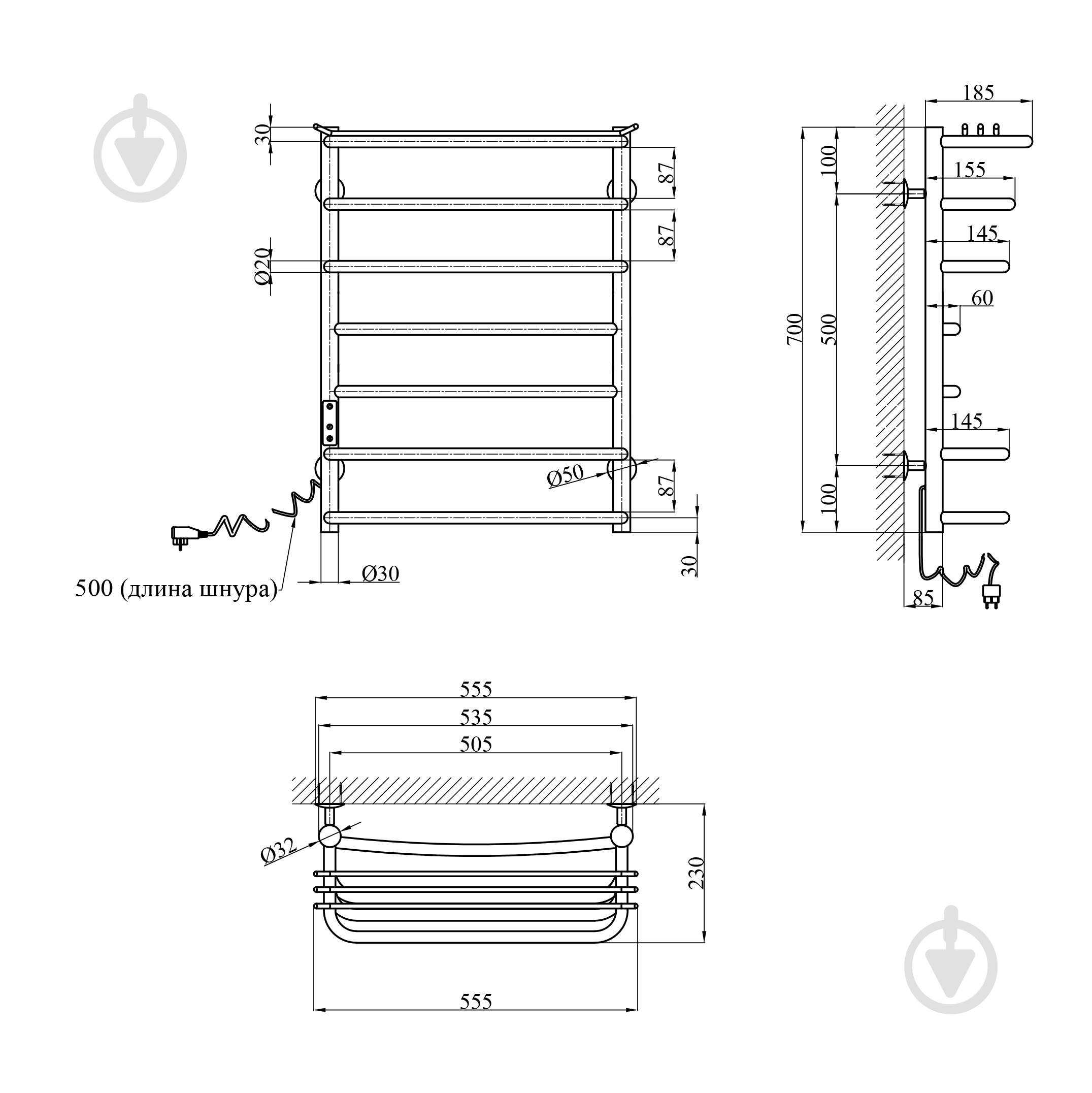 Полотенцесушитель электрический Kroner KRP Stern EL700x500-7 - фото 2