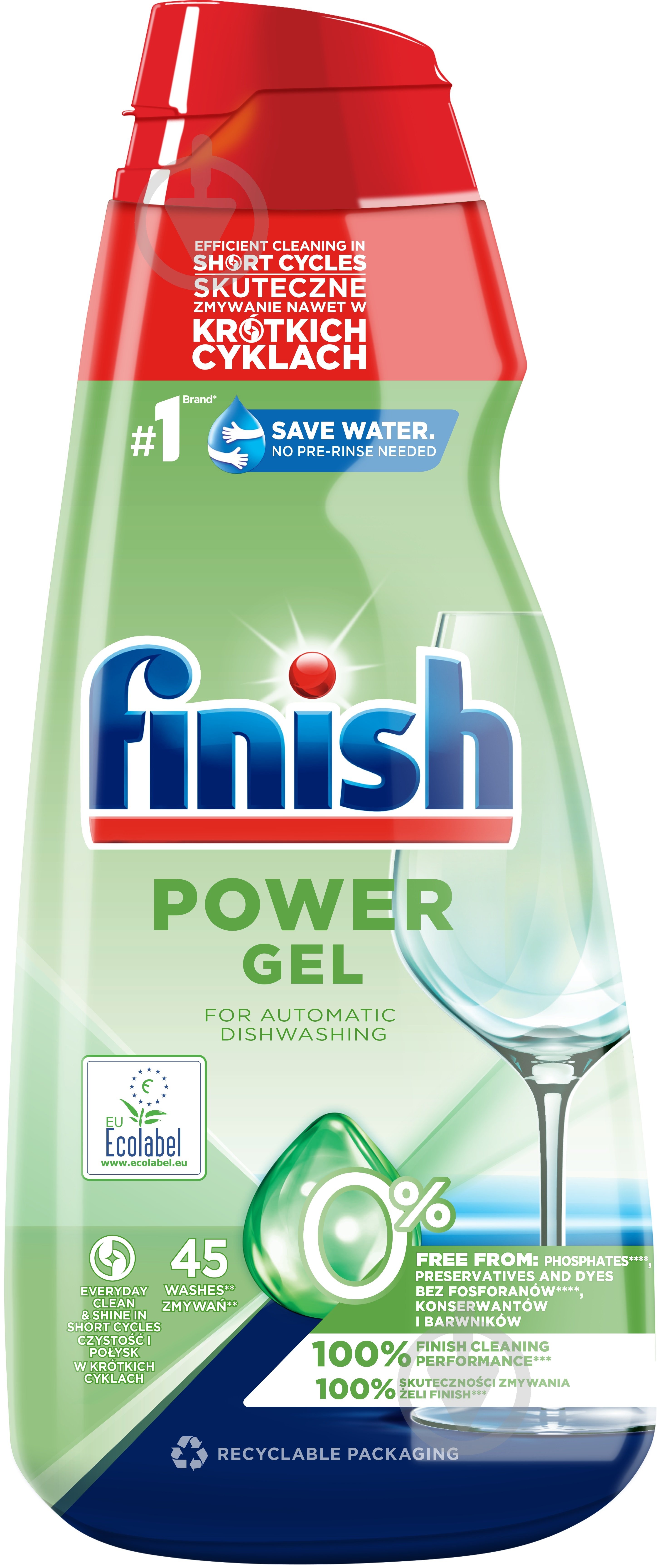 Засіб для посудомийних машин Finish All in 1 Power Gel 0% 0,9 л - фото 1
