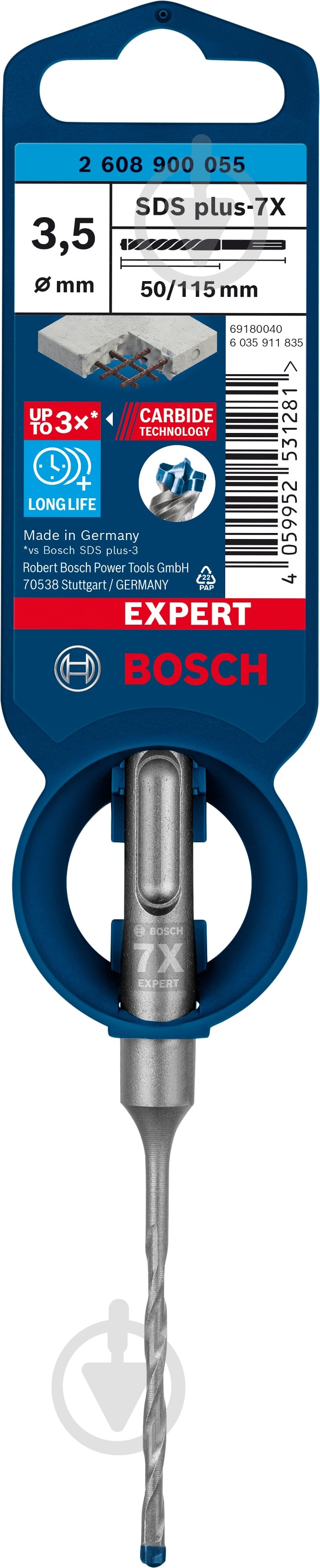 Бур Bosch SDS-plus 3,5x50 мм 115 мм 1 шт. 2608900055 - фото 3