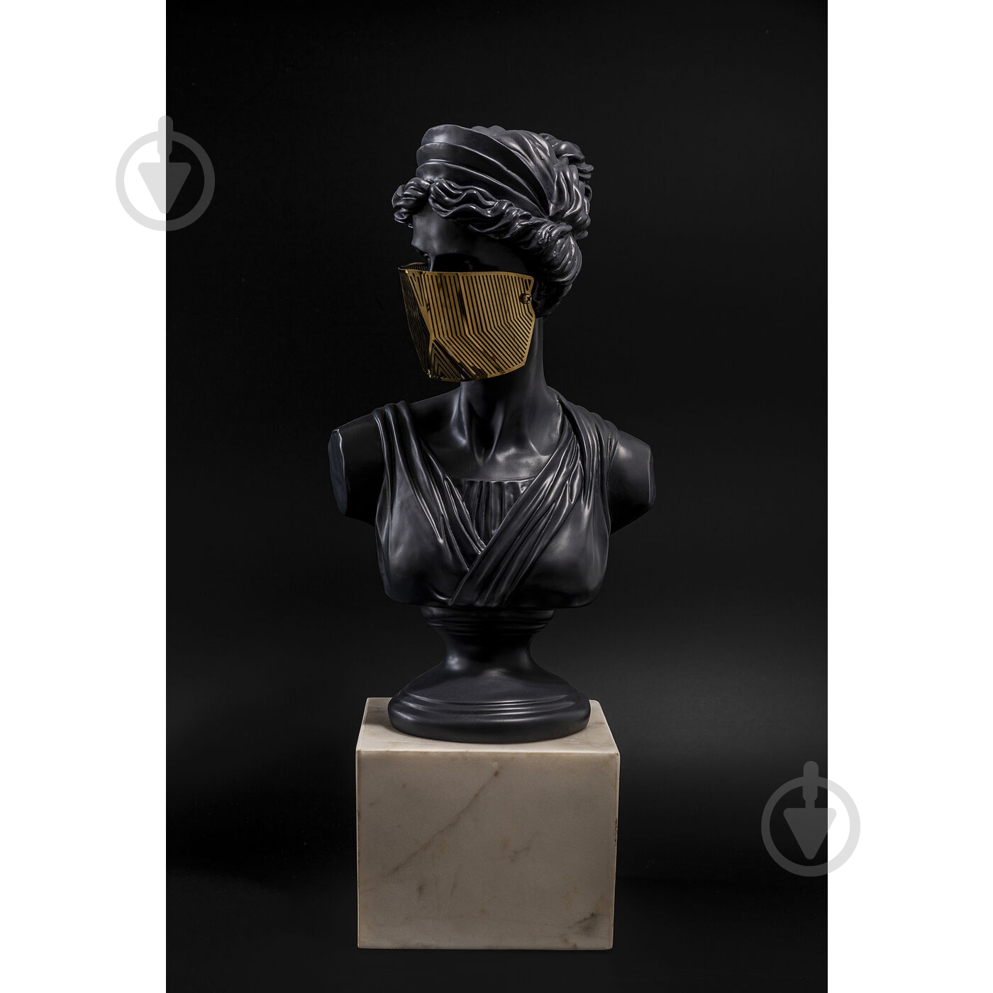Статуетка декоративна KARE Design бюст Masked Lady 50х16х23 см чорний із золотом - фото 10